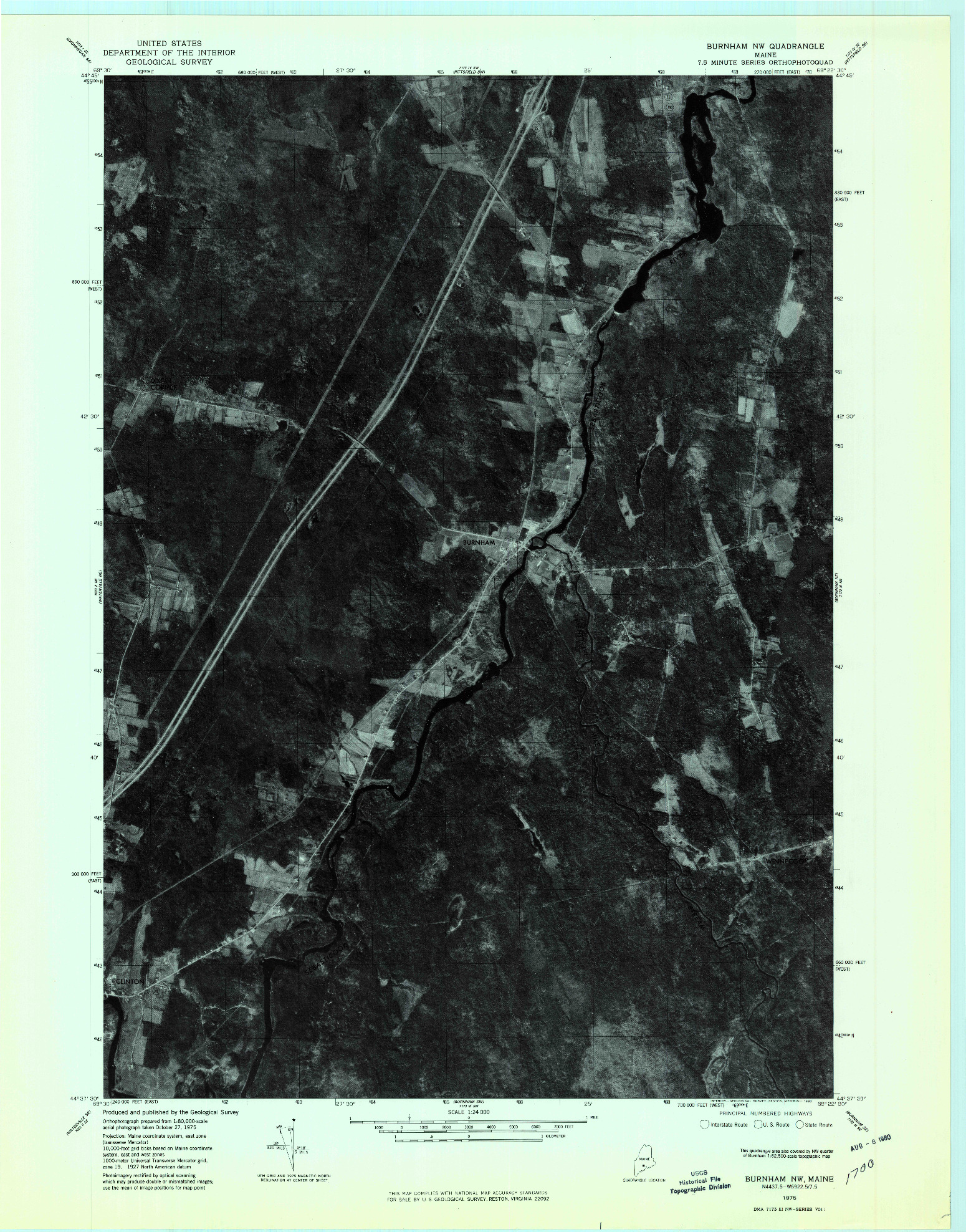 USGS 1:24000-SCALE QUADRANGLE FOR BURNHAM NW, ME 1975