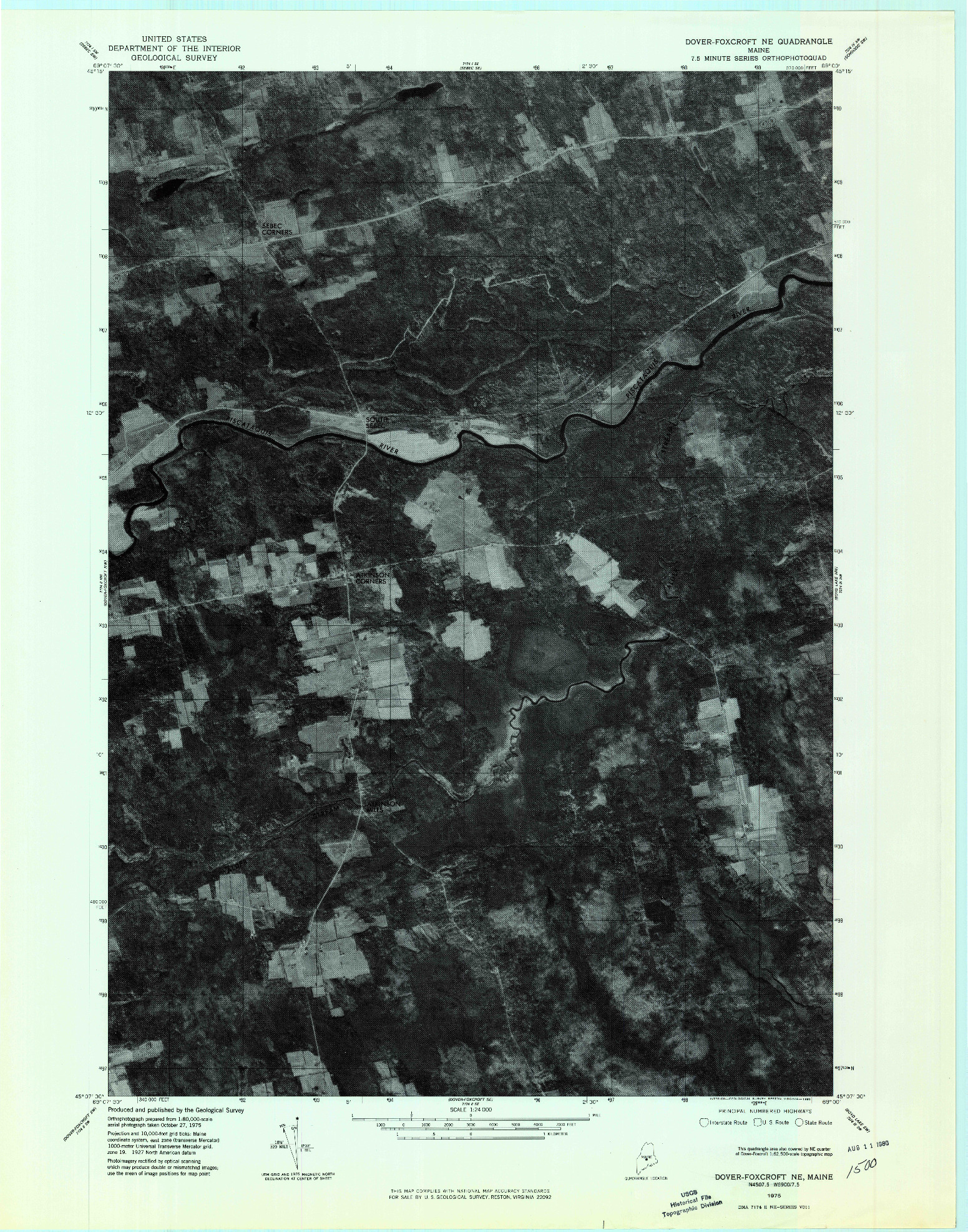 USGS 1:24000-SCALE QUADRANGLE FOR DOVER-FOXCROFT NE, ME 1975