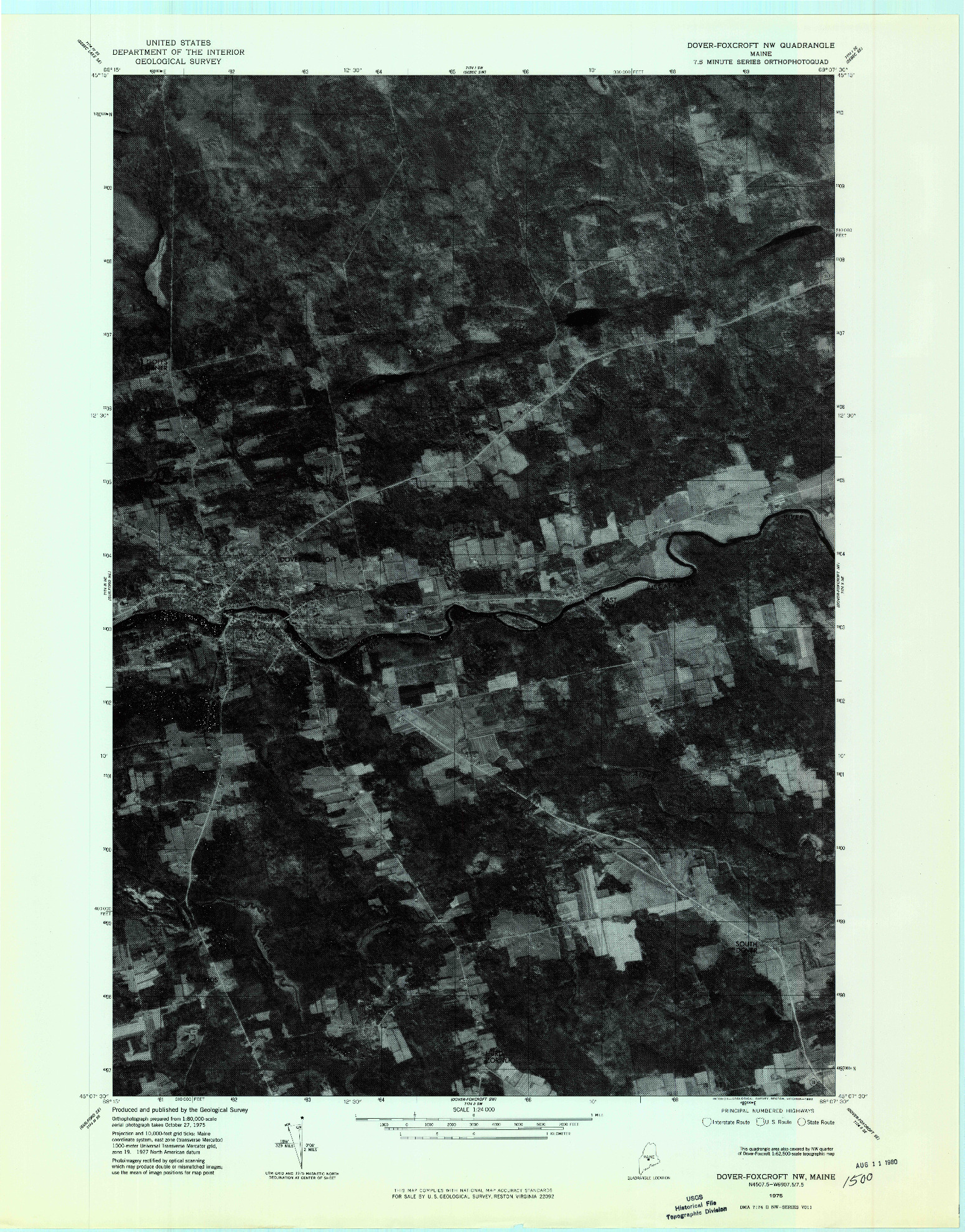 USGS 1:24000-SCALE QUADRANGLE FOR DOVER-FOXCROFT NW, ME 1975