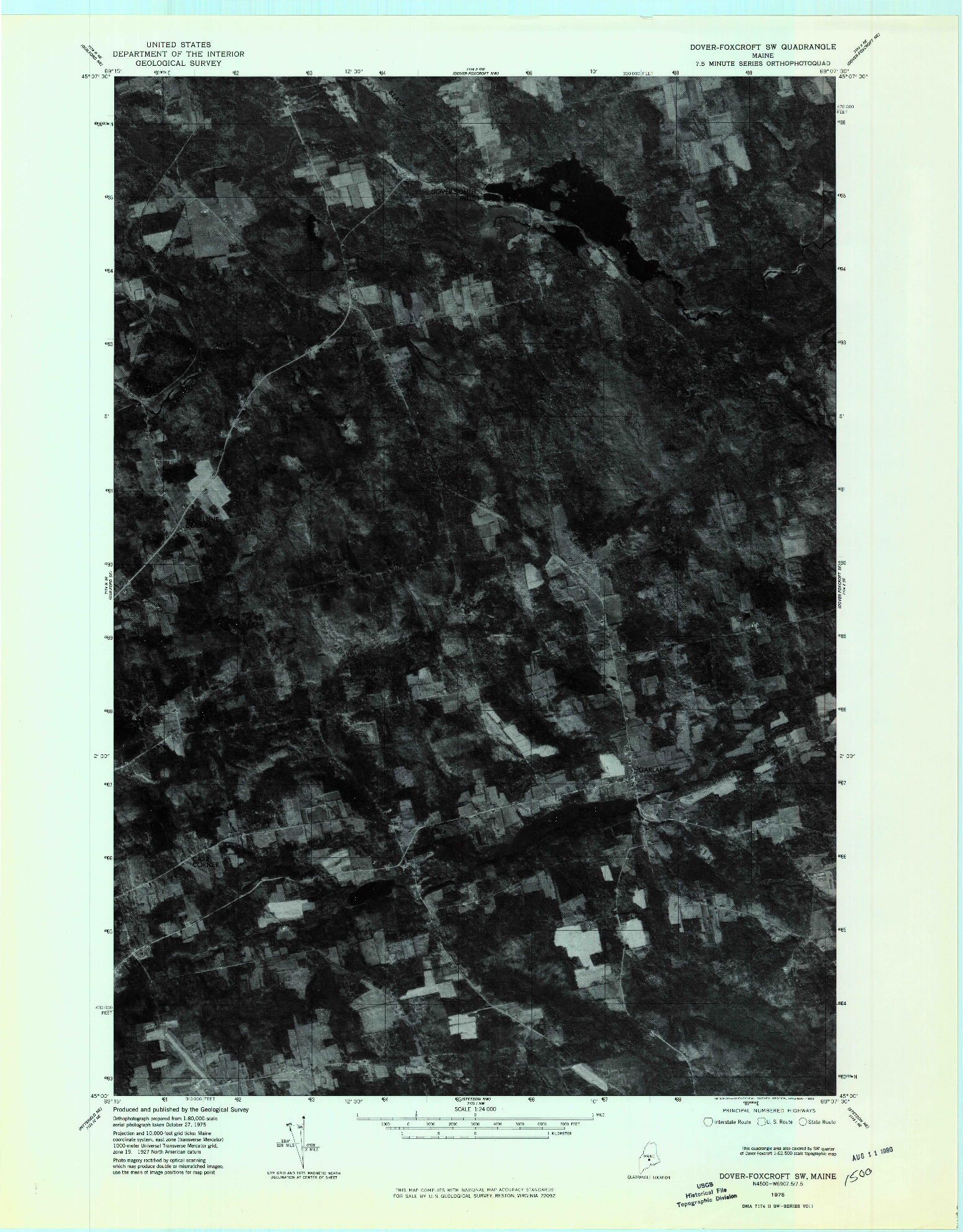 USGS 1:24000-SCALE QUADRANGLE FOR DOVER-FOXCROFT SW, ME 1975