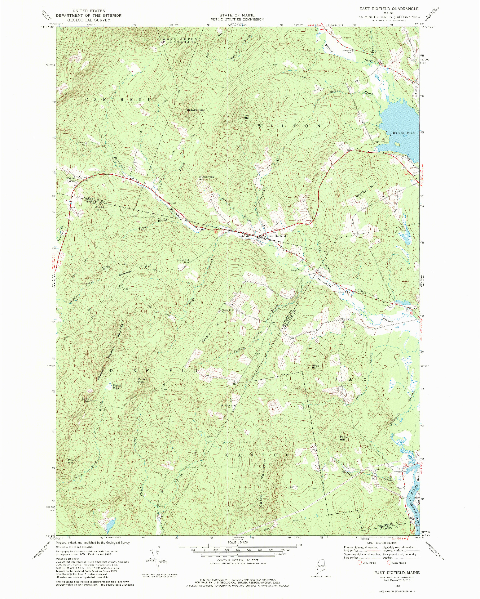 USGS 1:24000-SCALE QUADRANGLE FOR EAST DIXFIELD, ME 1968