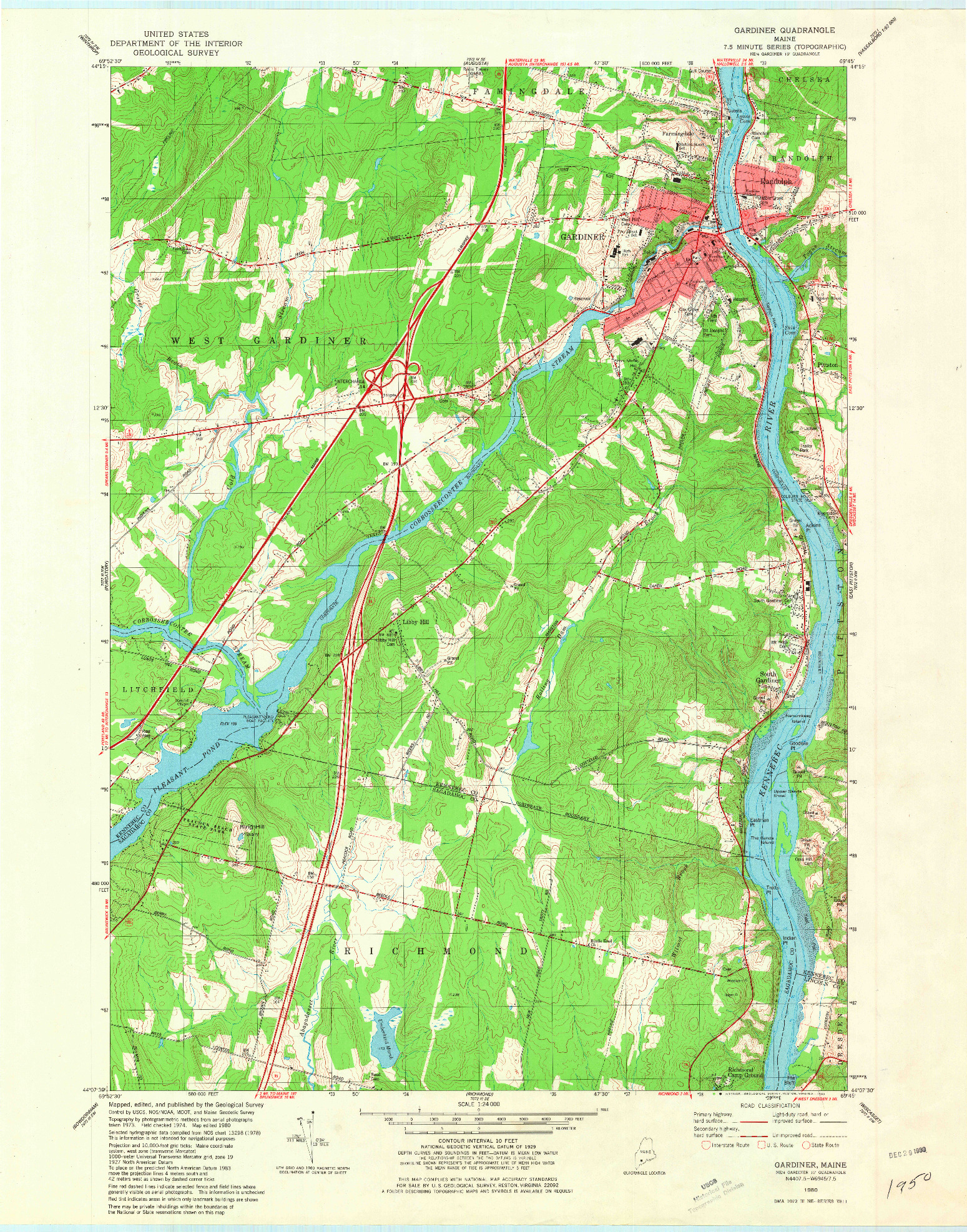 USGS 1:24000-SCALE QUADRANGLE FOR GARDINER, ME 1980