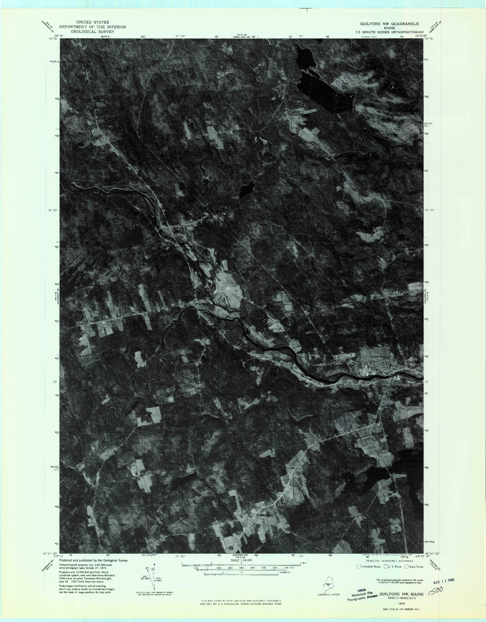 USGS 1:24000-SCALE QUADRANGLE FOR GUILFORD NW, ME 1975