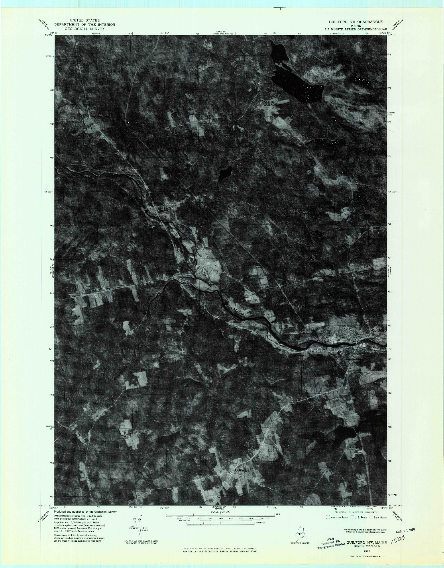 USGS 1:24000-SCALE QUADRANGLE FOR GUILFORD NW, ME 1975