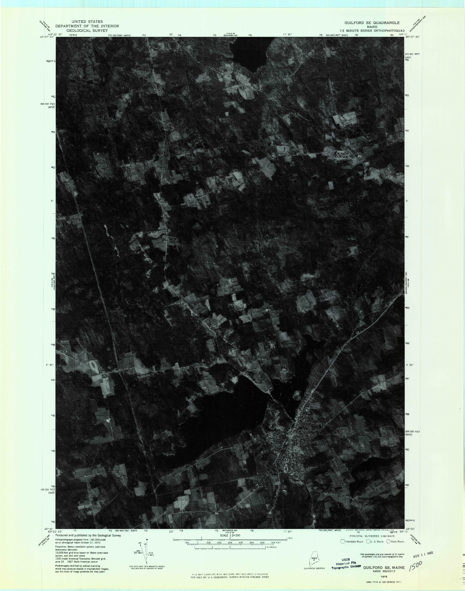 USGS 1:24000-SCALE QUADRANGLE FOR GUILFORD SE, ME 1975