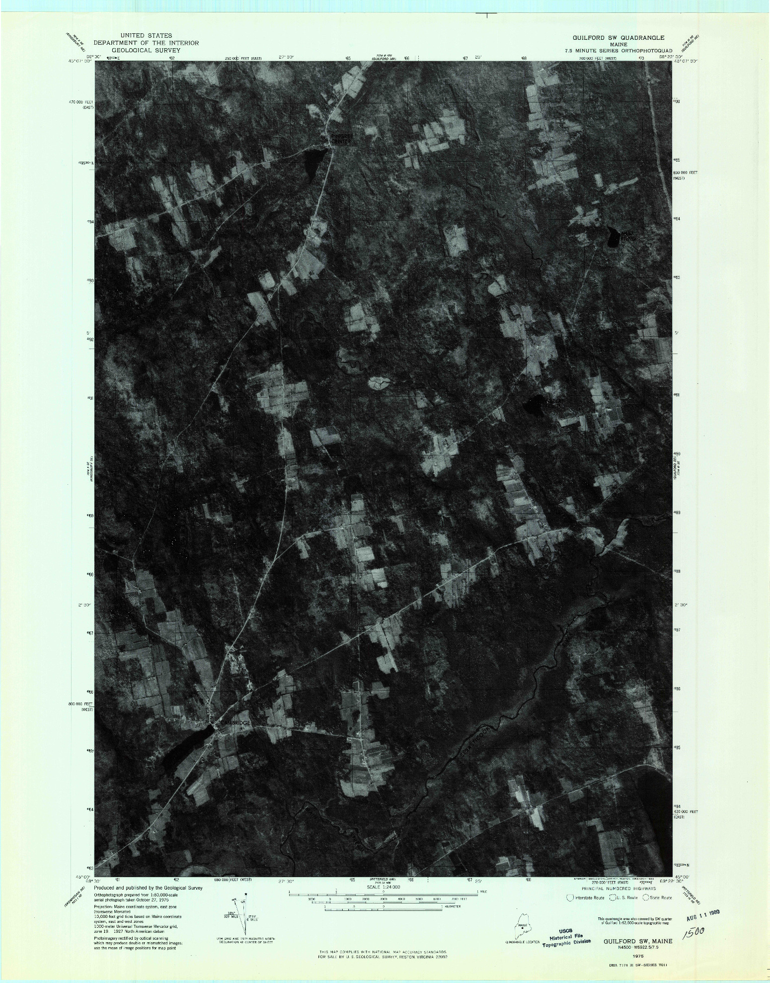 USGS 1:24000-SCALE QUADRANGLE FOR GUILFORD SW, ME 1975