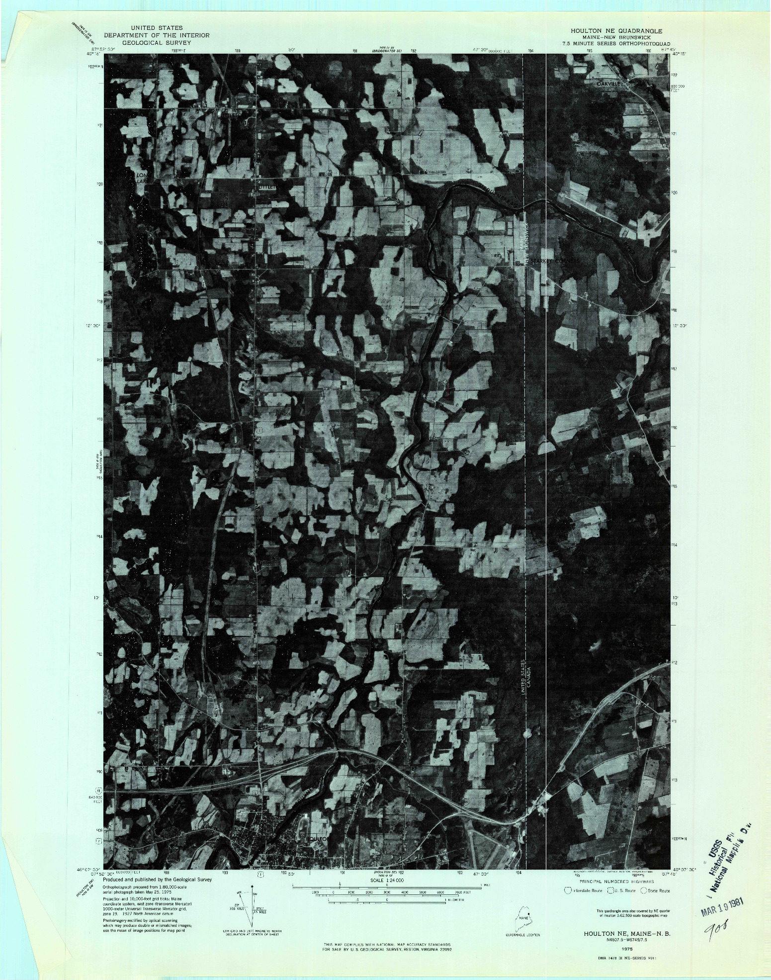 USGS 1:24000-SCALE QUADRANGLE FOR HOULTON NE, ME 1975