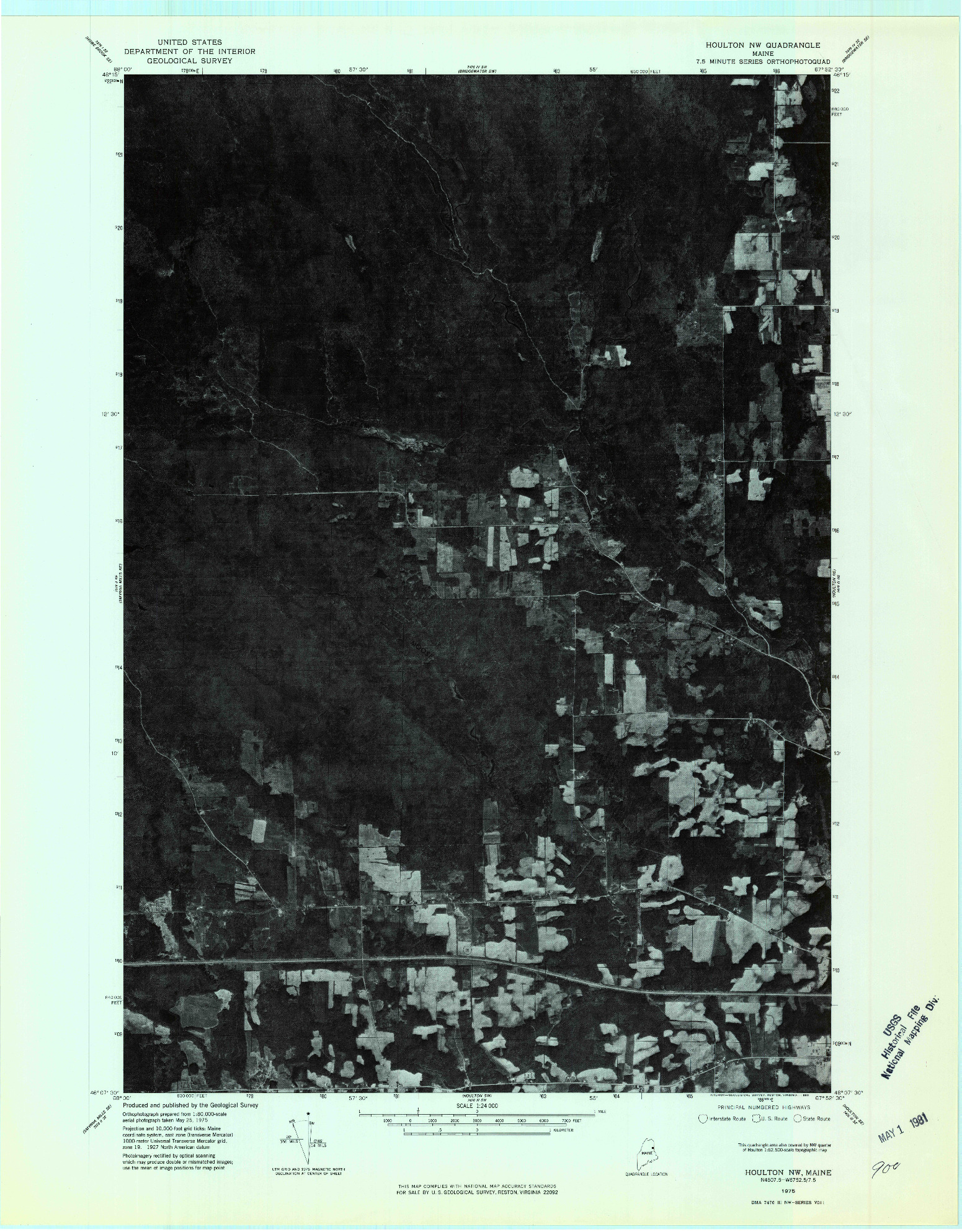USGS 1:24000-SCALE QUADRANGLE FOR HOULTON NW, ME 1975