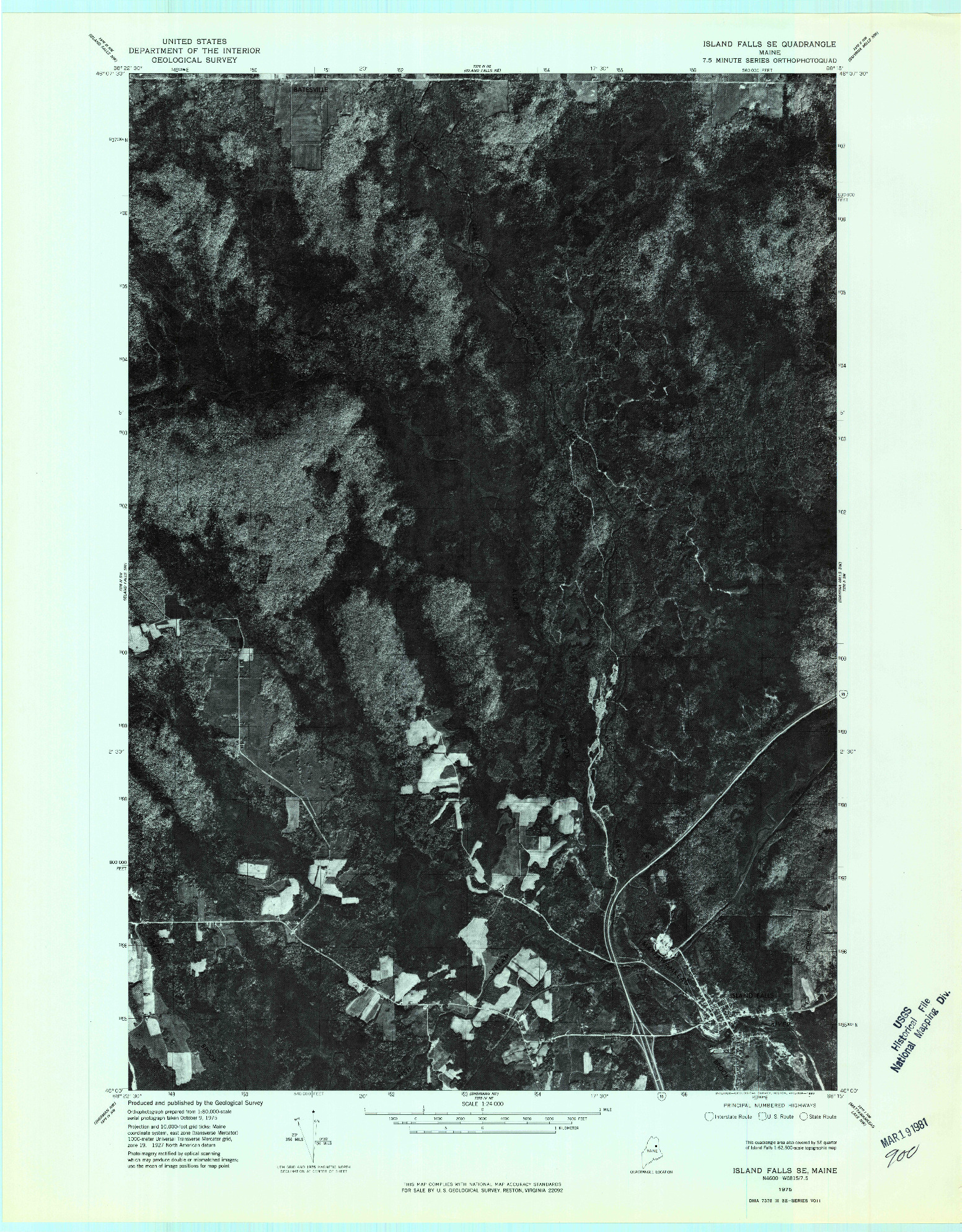 USGS 1:24000-SCALE QUADRANGLE FOR ISLAND FALLS SE, ME 1975