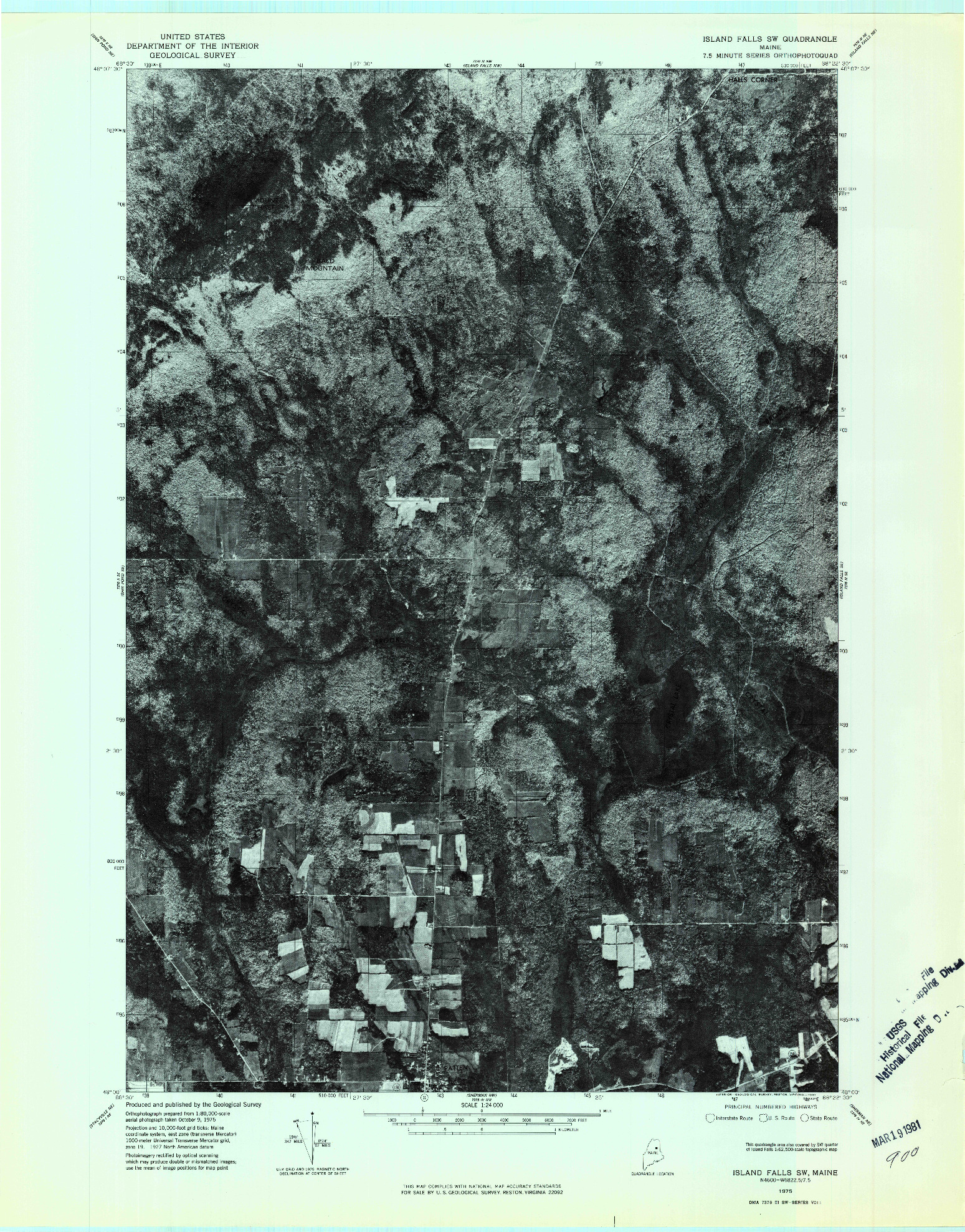 USGS 1:24000-SCALE QUADRANGLE FOR ISLAND FALLS SW, ME 1975