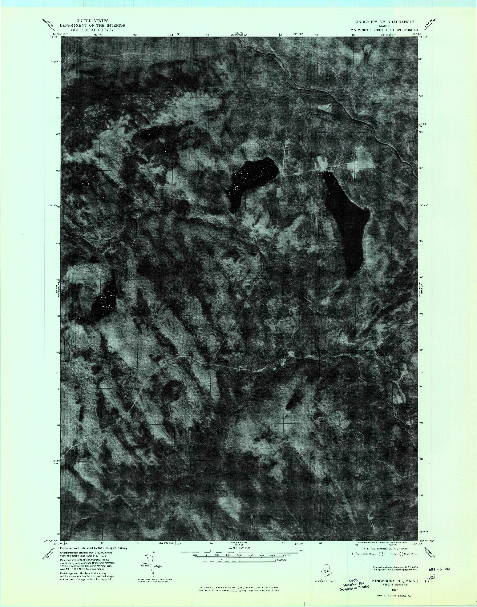 USGS 1:24000-SCALE QUADRANGLE FOR KINGSBURY NE, ME 1975