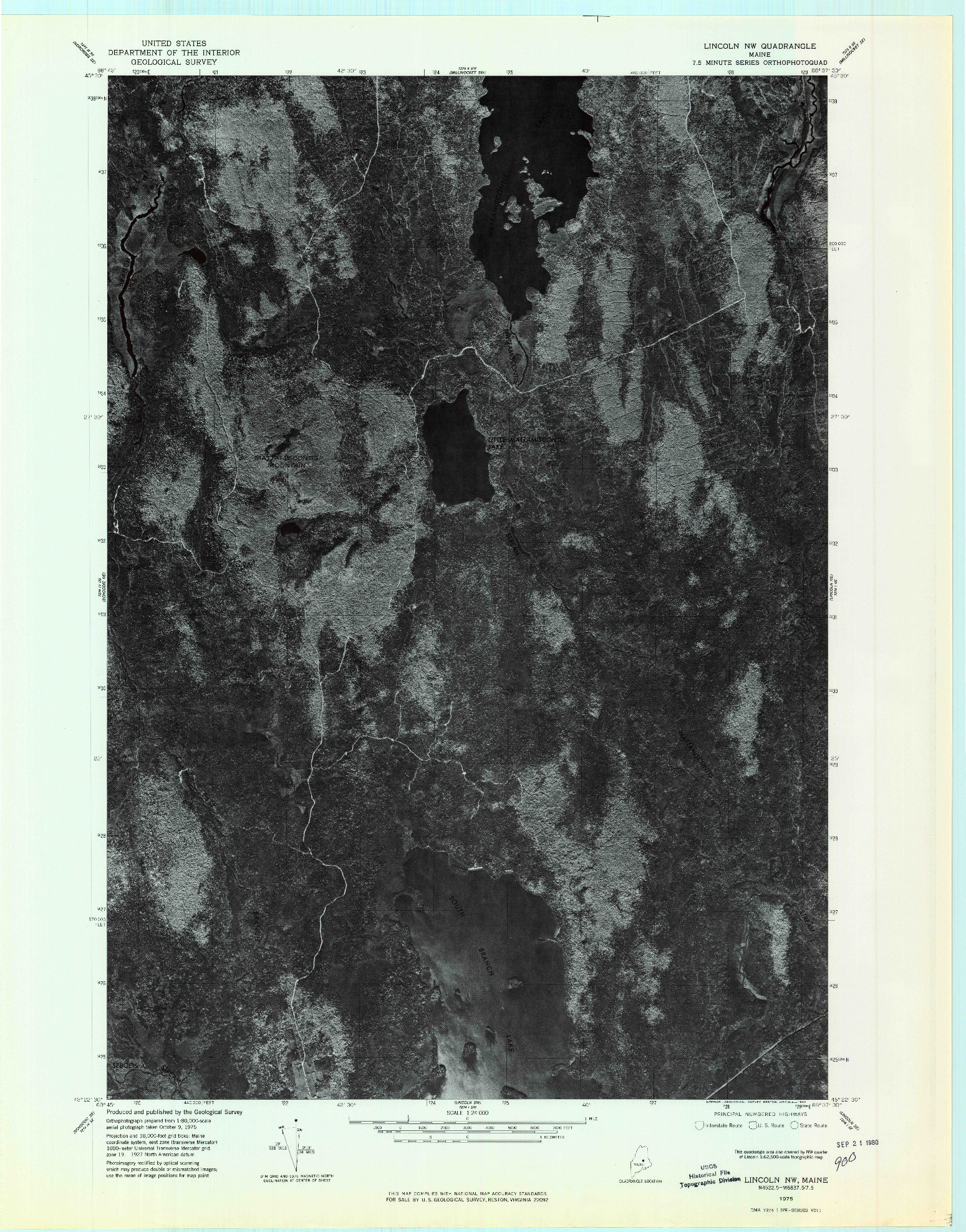 USGS 1:24000-SCALE QUADRANGLE FOR LINCOLN NW, ME 1975