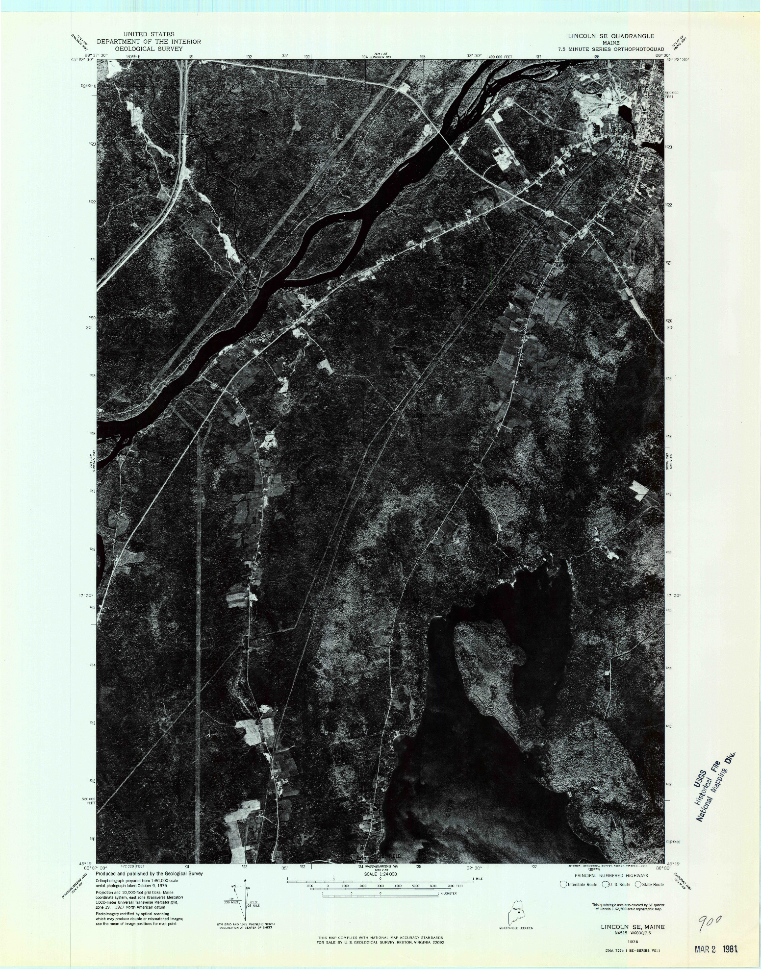 USGS 1:24000-SCALE QUADRANGLE FOR LINCOLN SE, ME 1975