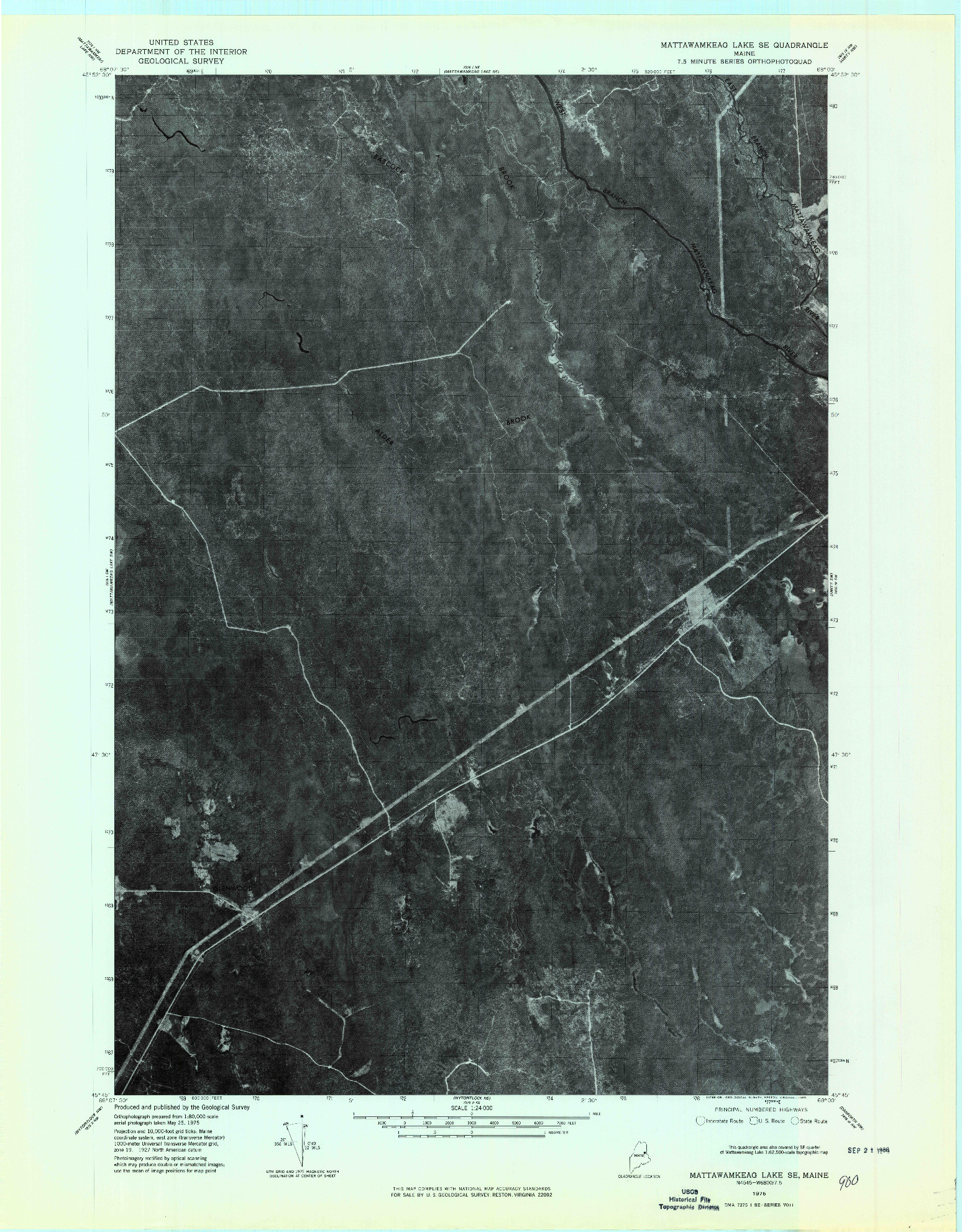 USGS 1:24000-SCALE QUADRANGLE FOR MATTAWAMKEAG LAKE SE, ME 1975