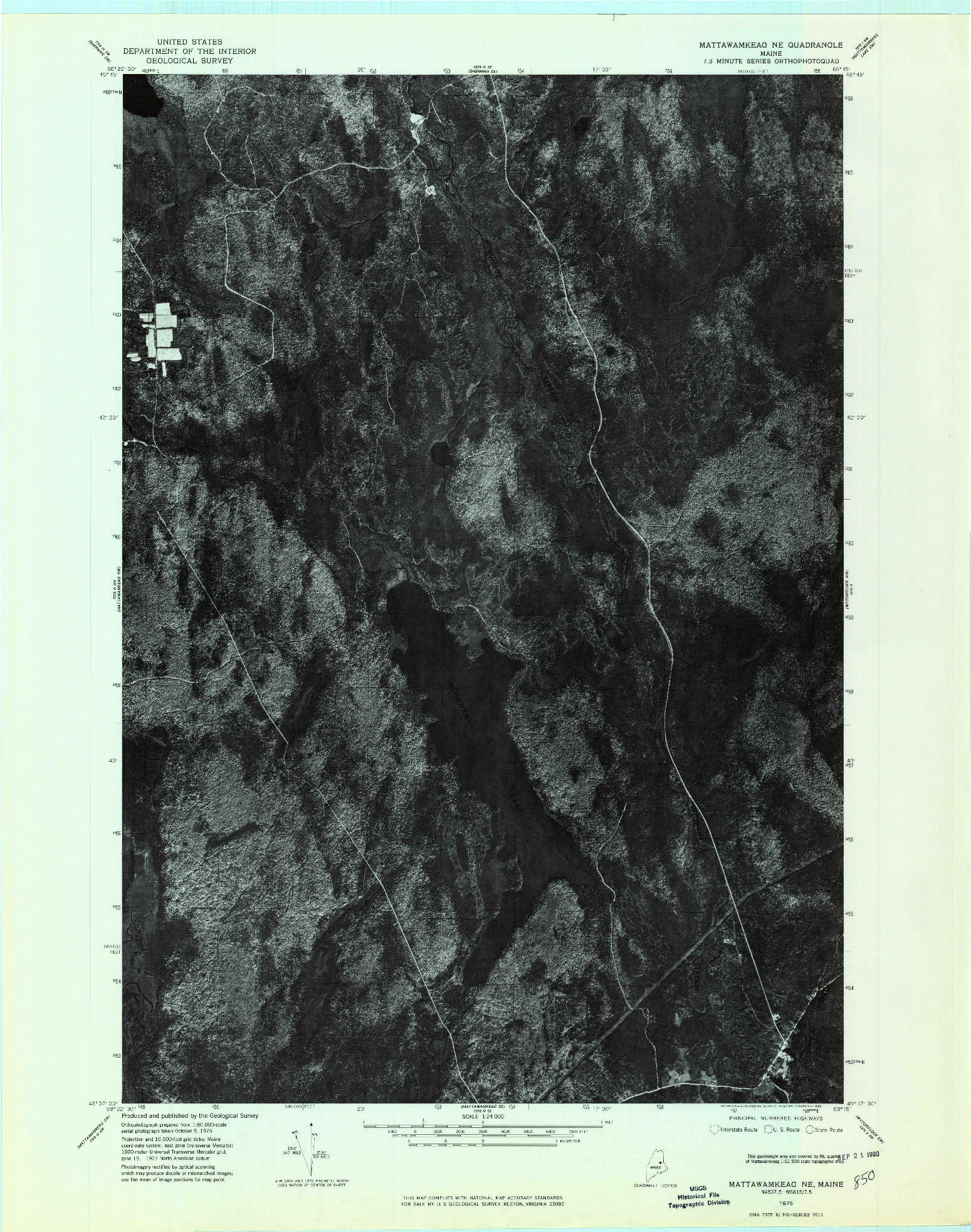 USGS 1:24000-SCALE QUADRANGLE FOR MATTAWAMKEAG NE, ME 1975