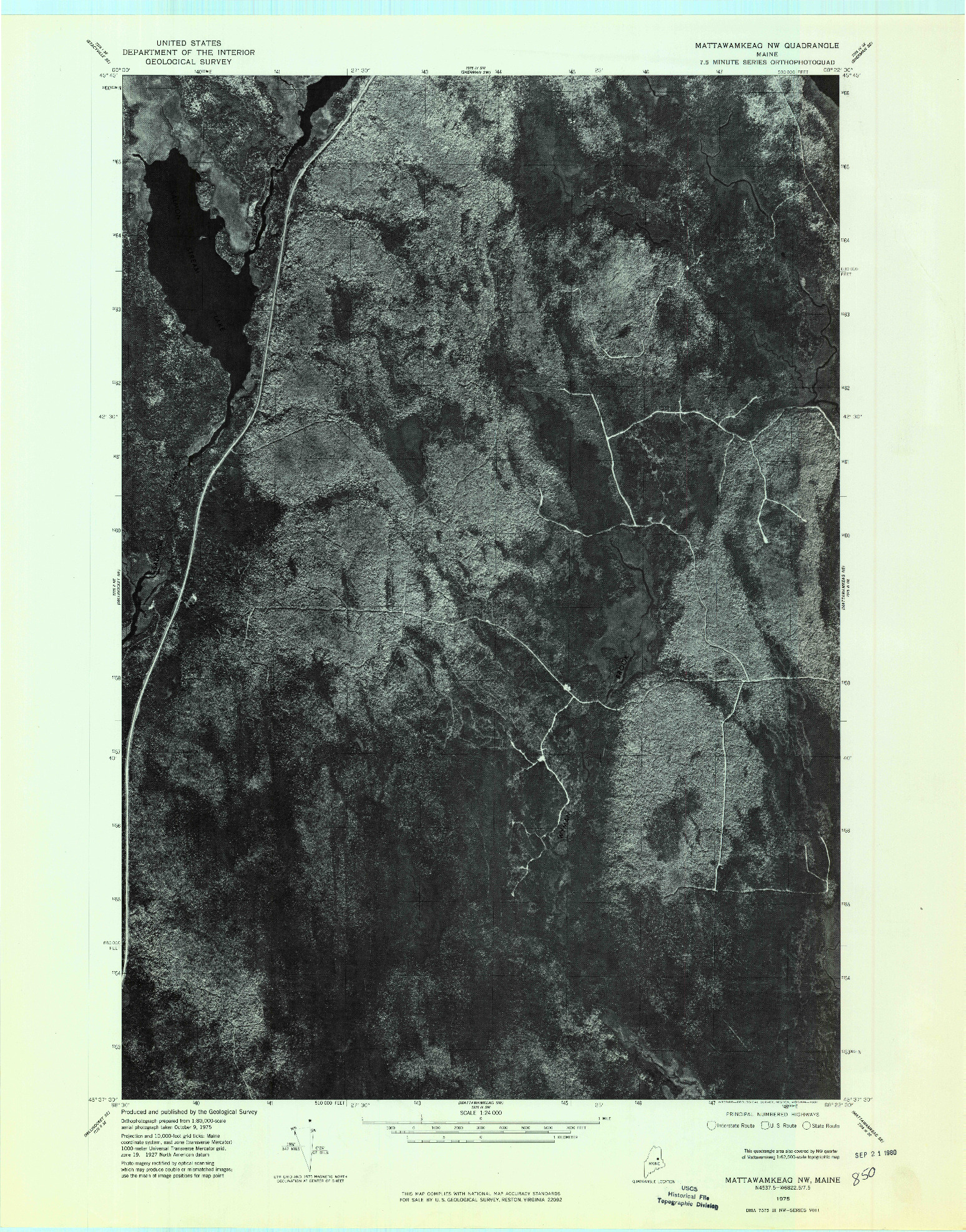 USGS 1:24000-SCALE QUADRANGLE FOR MATTAWAMKEAG NW, ME 1975