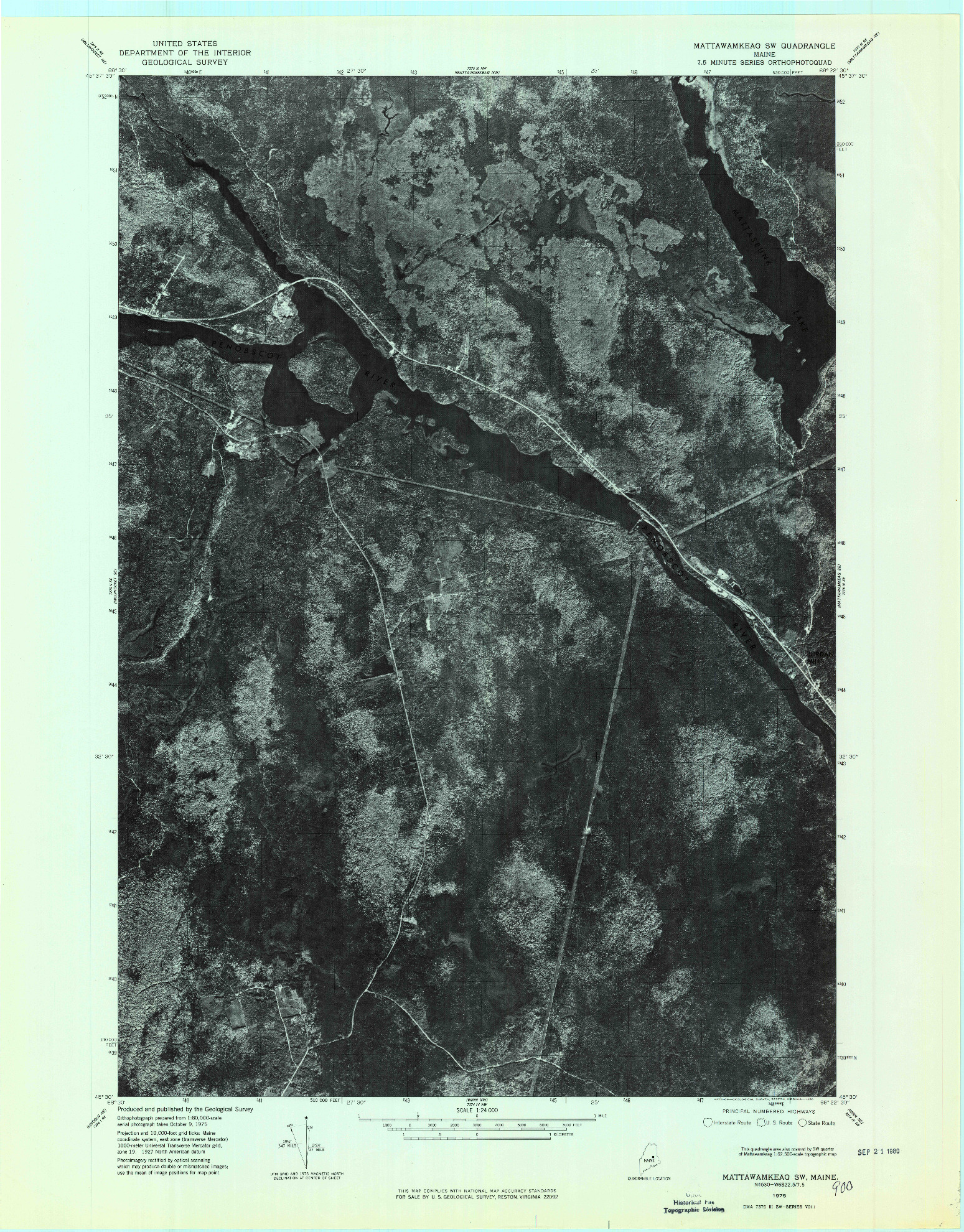 USGS 1:24000-SCALE QUADRANGLE FOR MATTAWAMKEAG SW, ME 1975