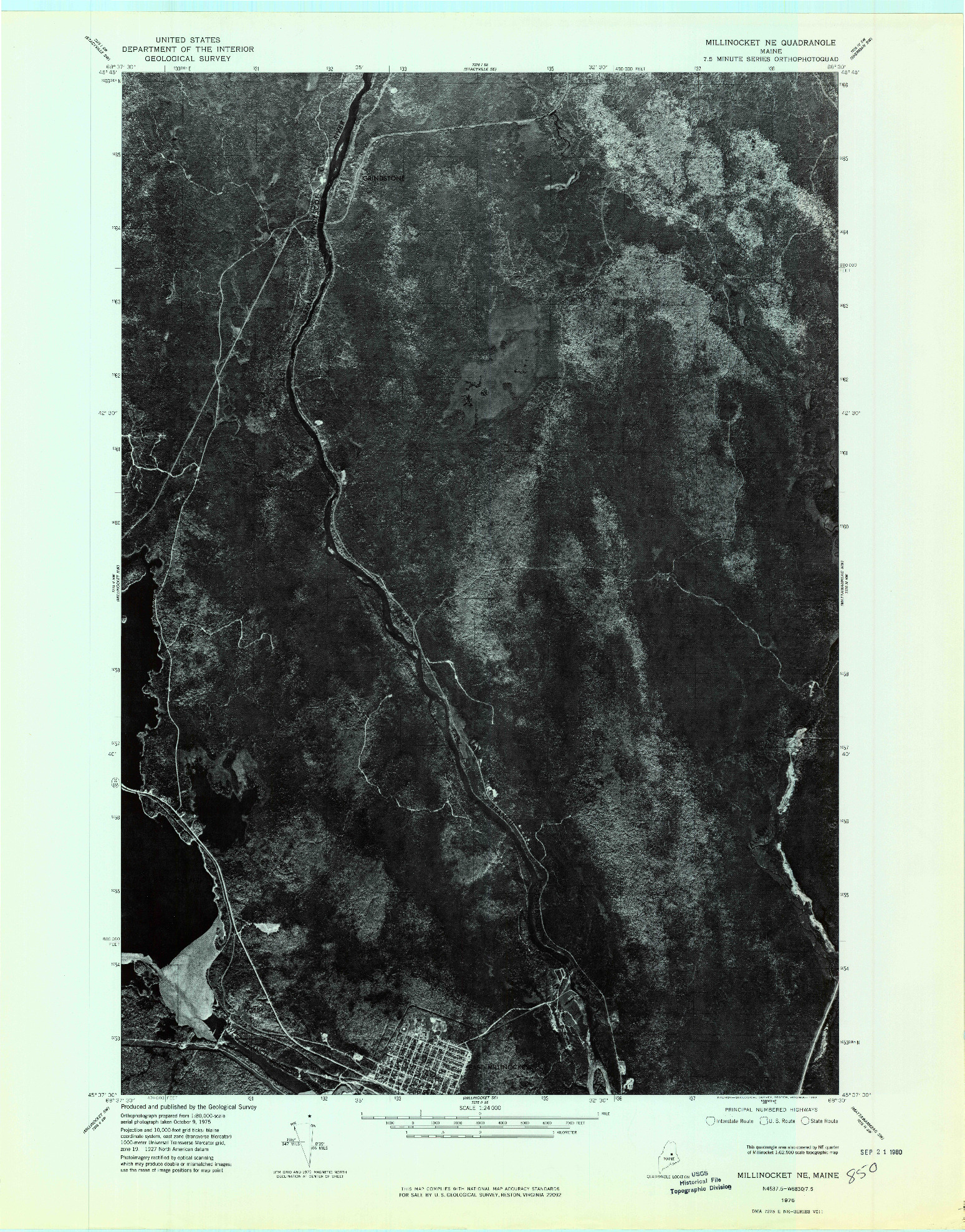 USGS 1:24000-SCALE QUADRANGLE FOR MILLINOCKET NE, ME 1975