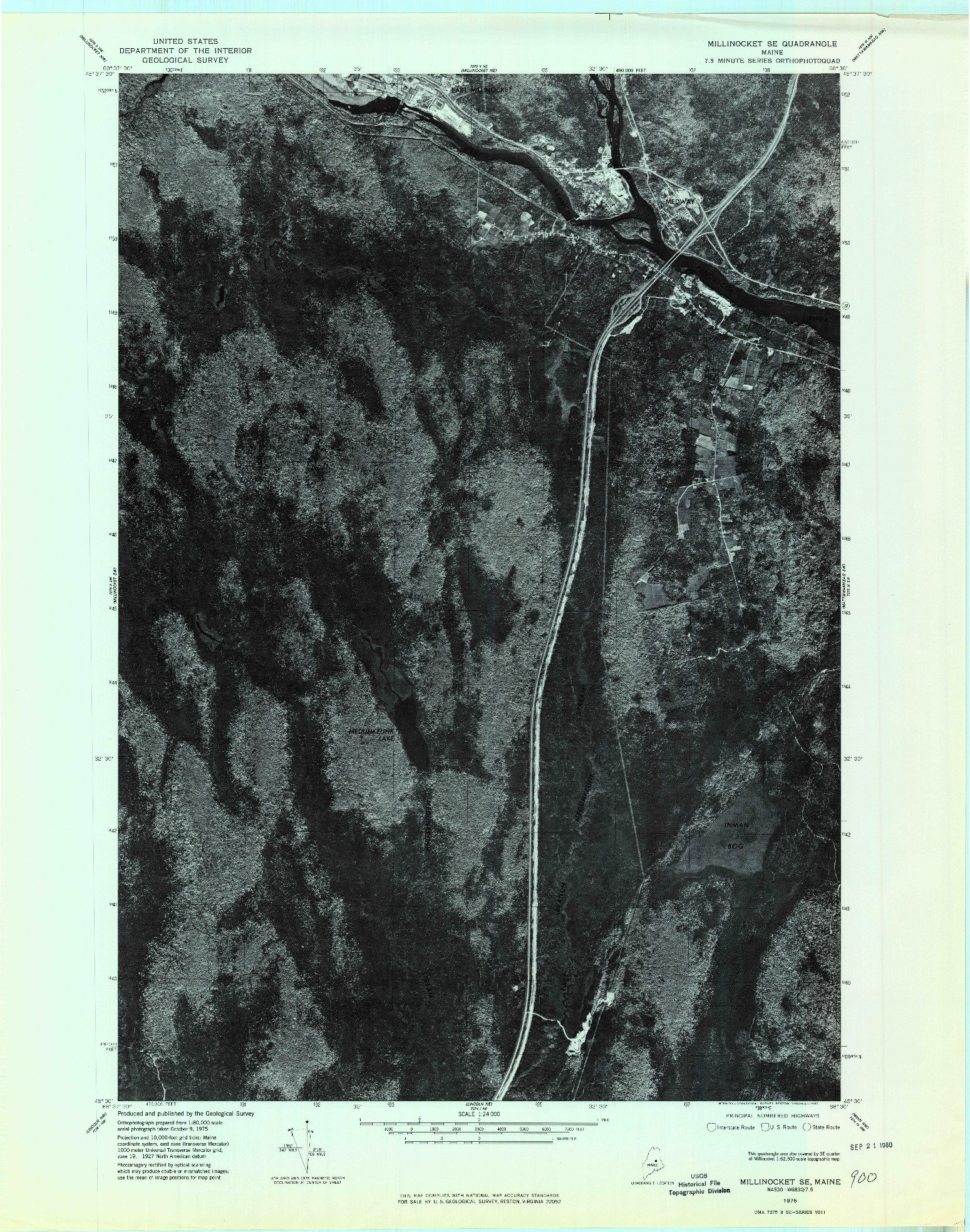 USGS 1:24000-SCALE QUADRANGLE FOR MILLINOCKET SE, ME 1975