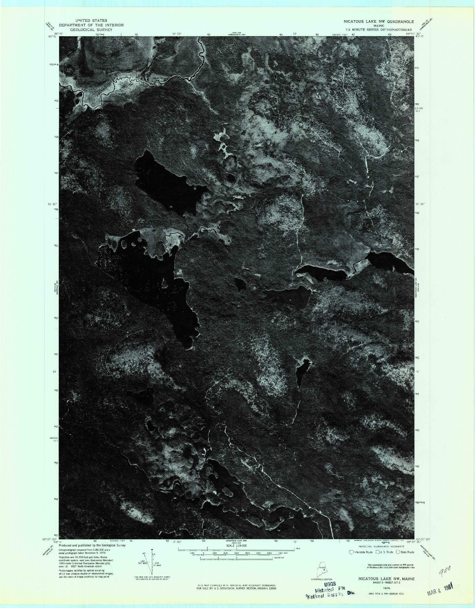 USGS 1:24000-SCALE QUADRANGLE FOR NICATOUS LAKE NW, ME 1975