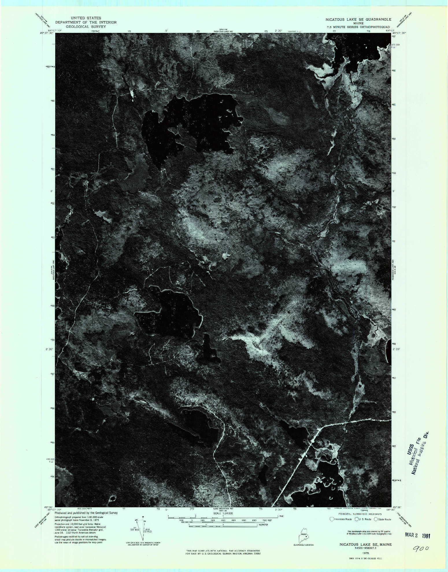 USGS 1:24000-SCALE QUADRANGLE FOR NICATOUS LAKE SE, ME 1975