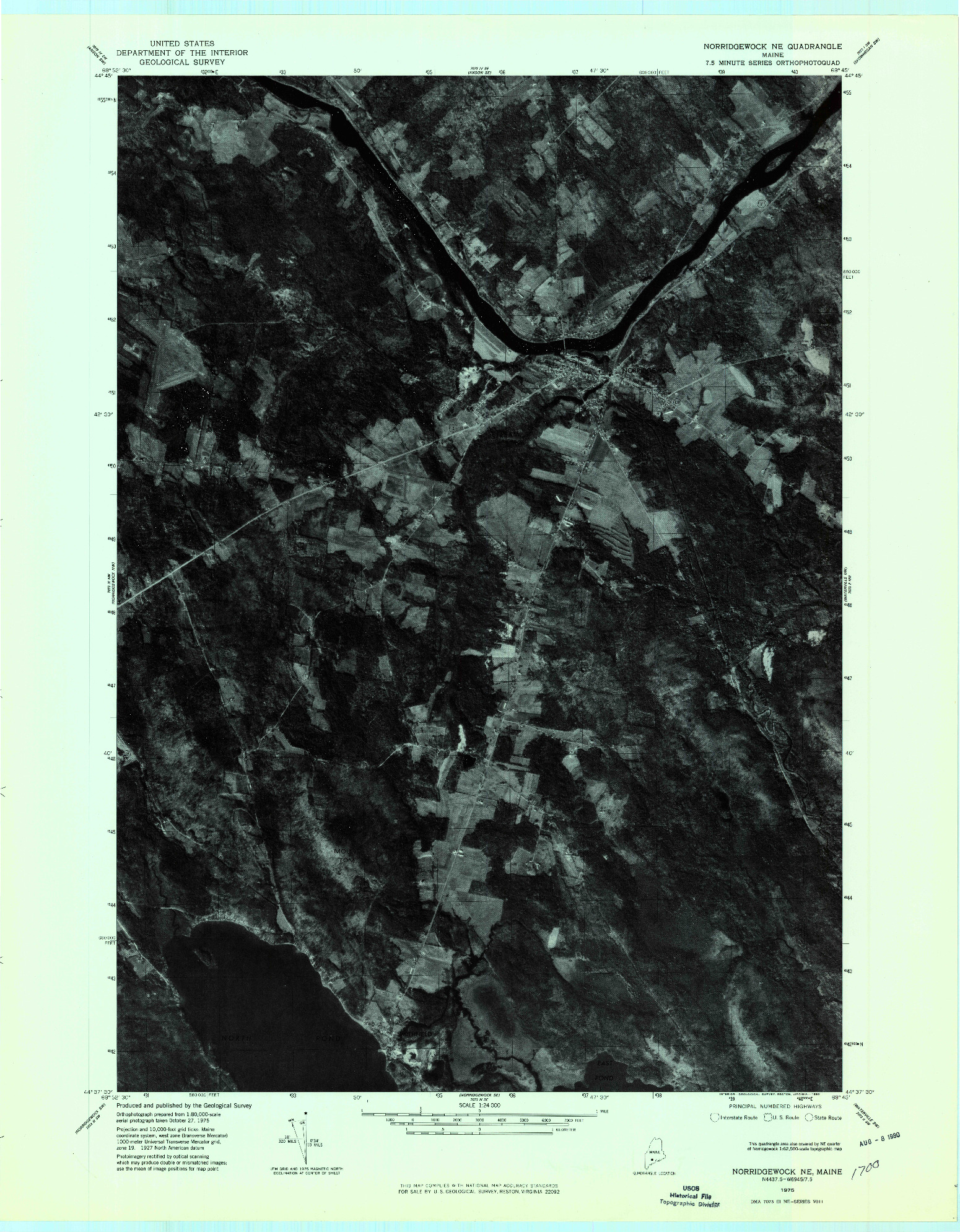 USGS 1:24000-SCALE QUADRANGLE FOR NORRIDGEWOCK NE, ME 1975