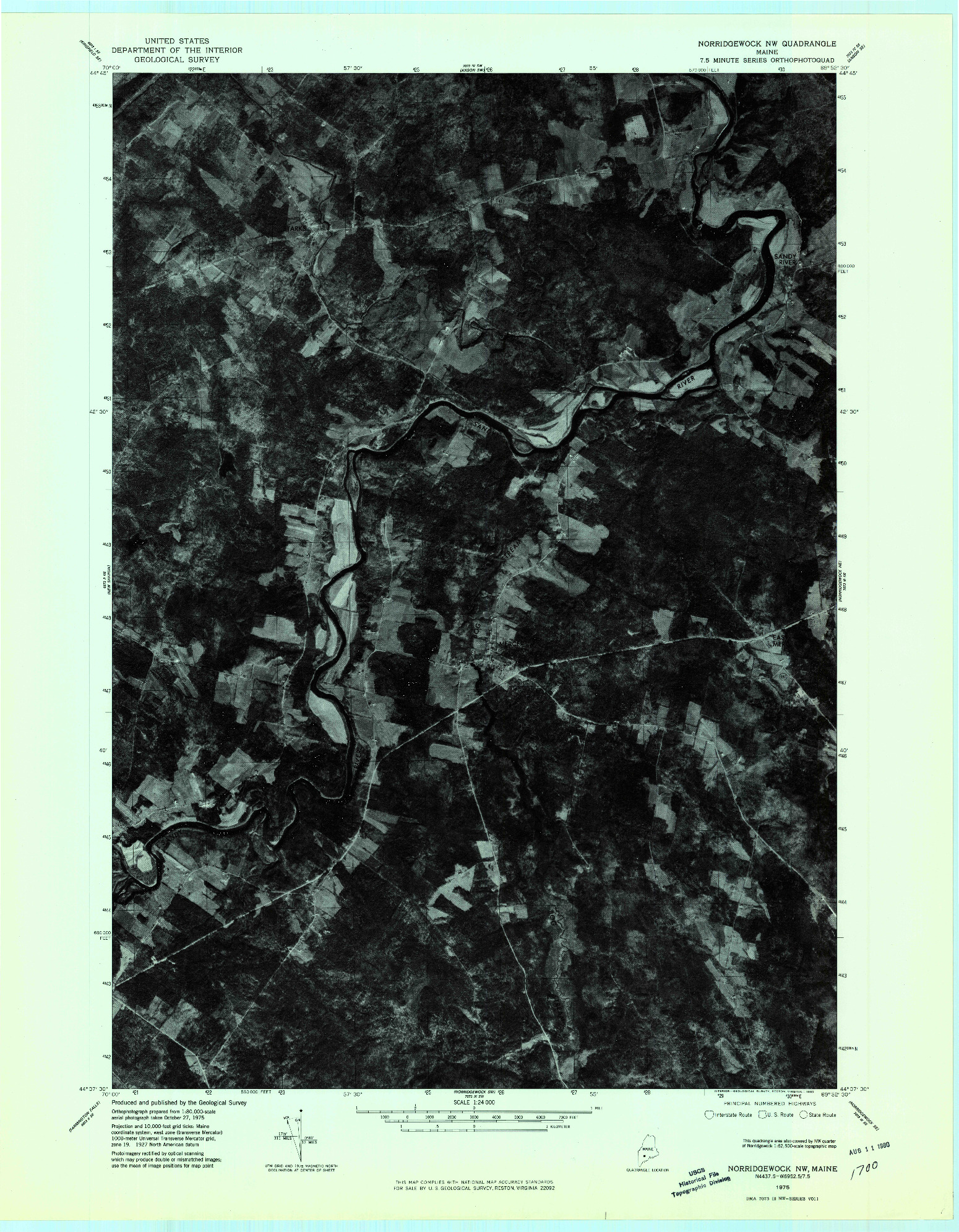 USGS 1:24000-SCALE QUADRANGLE FOR NORRIDGEWOCK NW, ME 1975