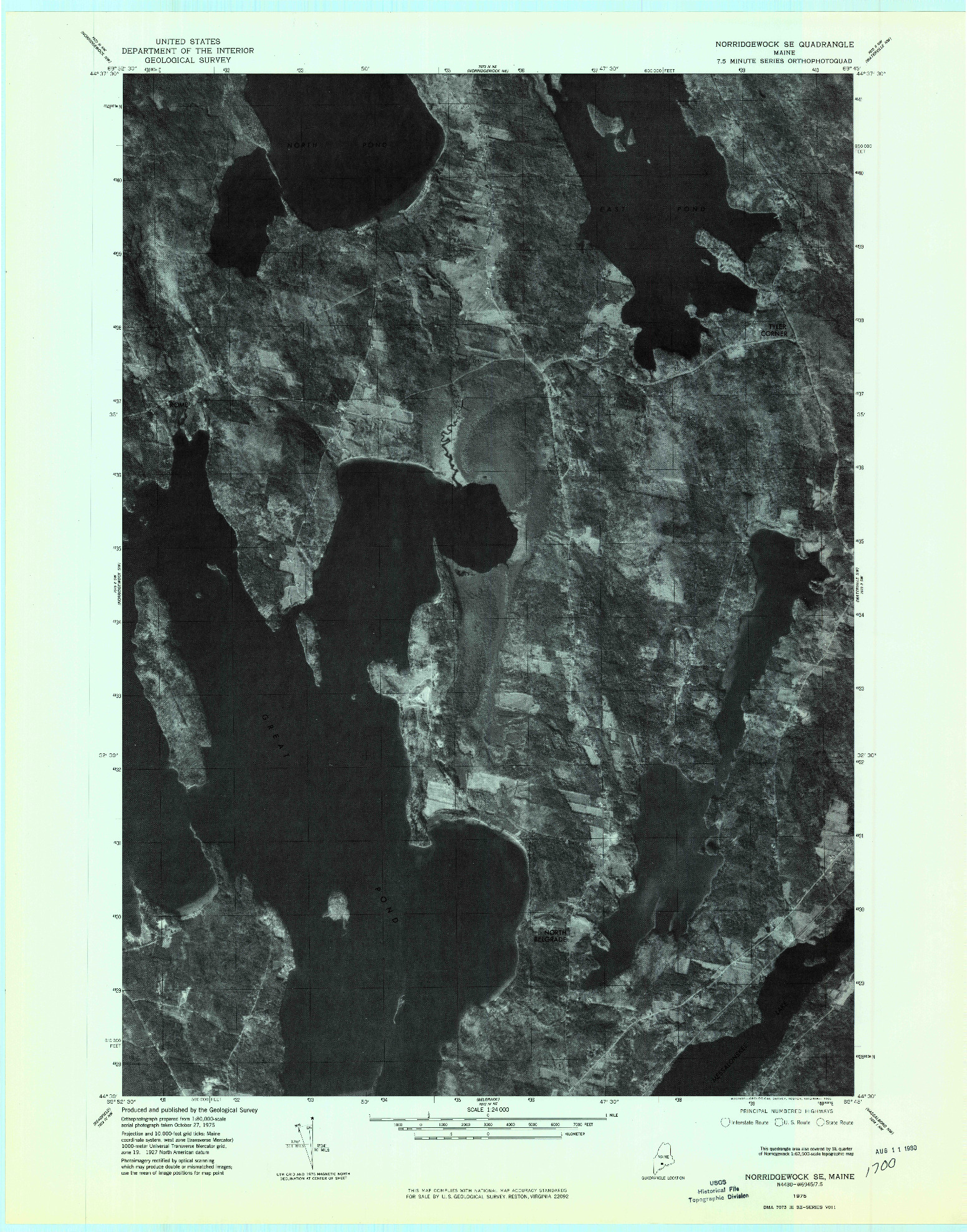 USGS 1:24000-SCALE QUADRANGLE FOR NORRIDGEWOCK SE, ME 1975