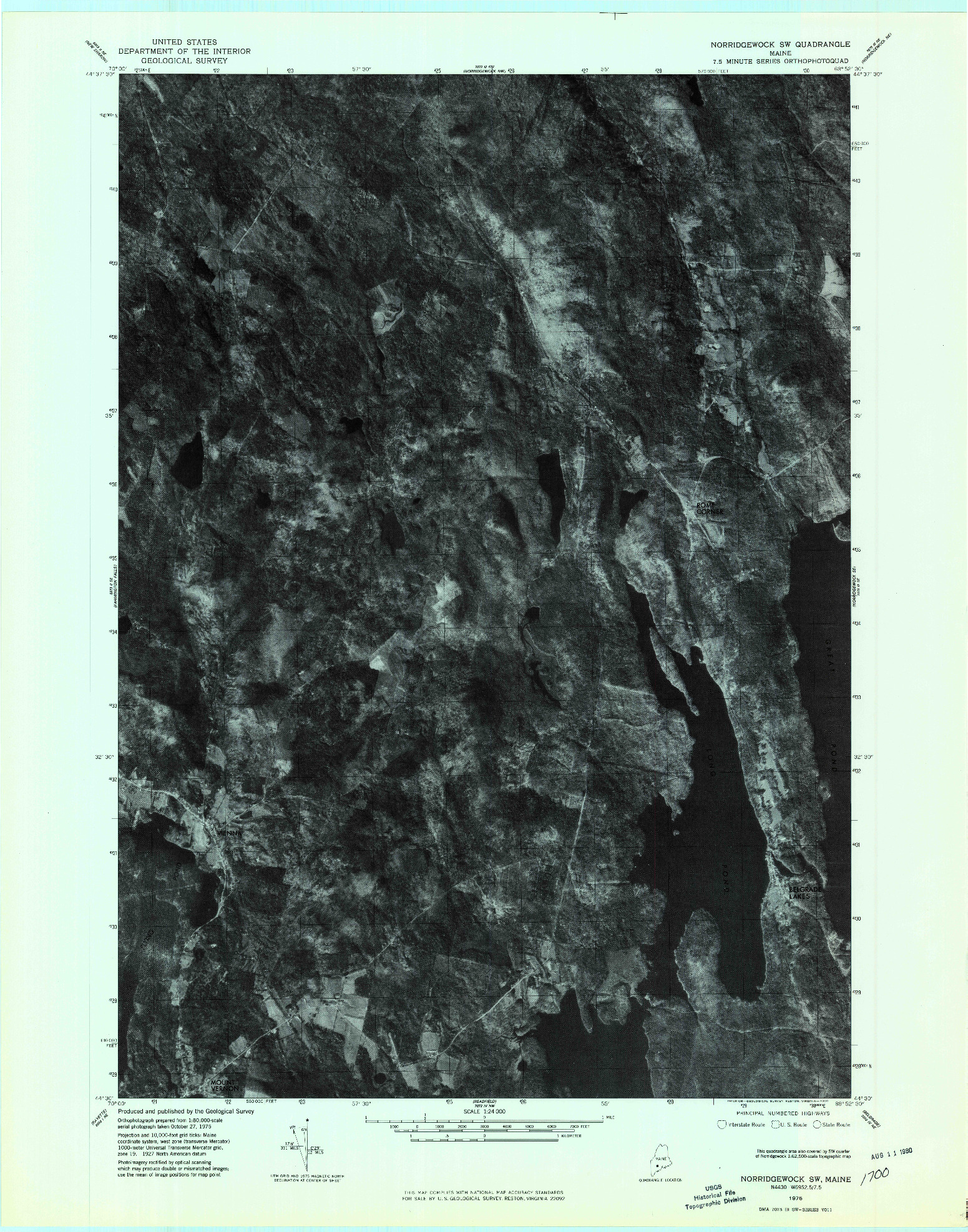 USGS 1:24000-SCALE QUADRANGLE FOR NORRIDGEWOCK SW, ME 1975