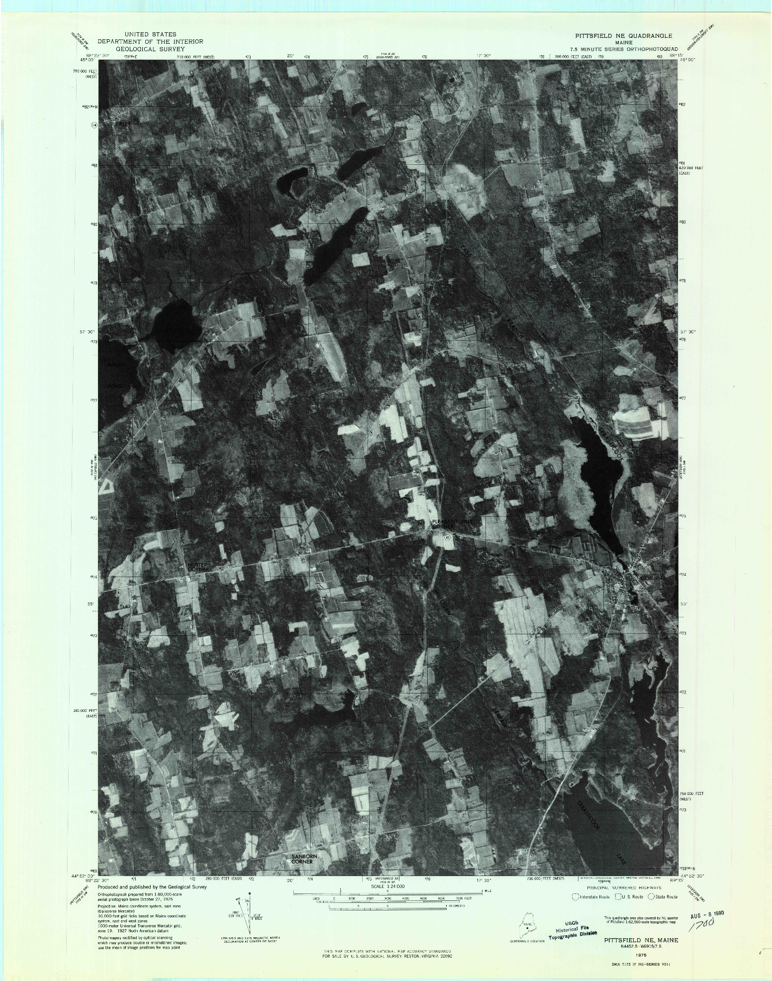 USGS 1:24000-SCALE QUADRANGLE FOR PITTSFIELD NE, ME 1975