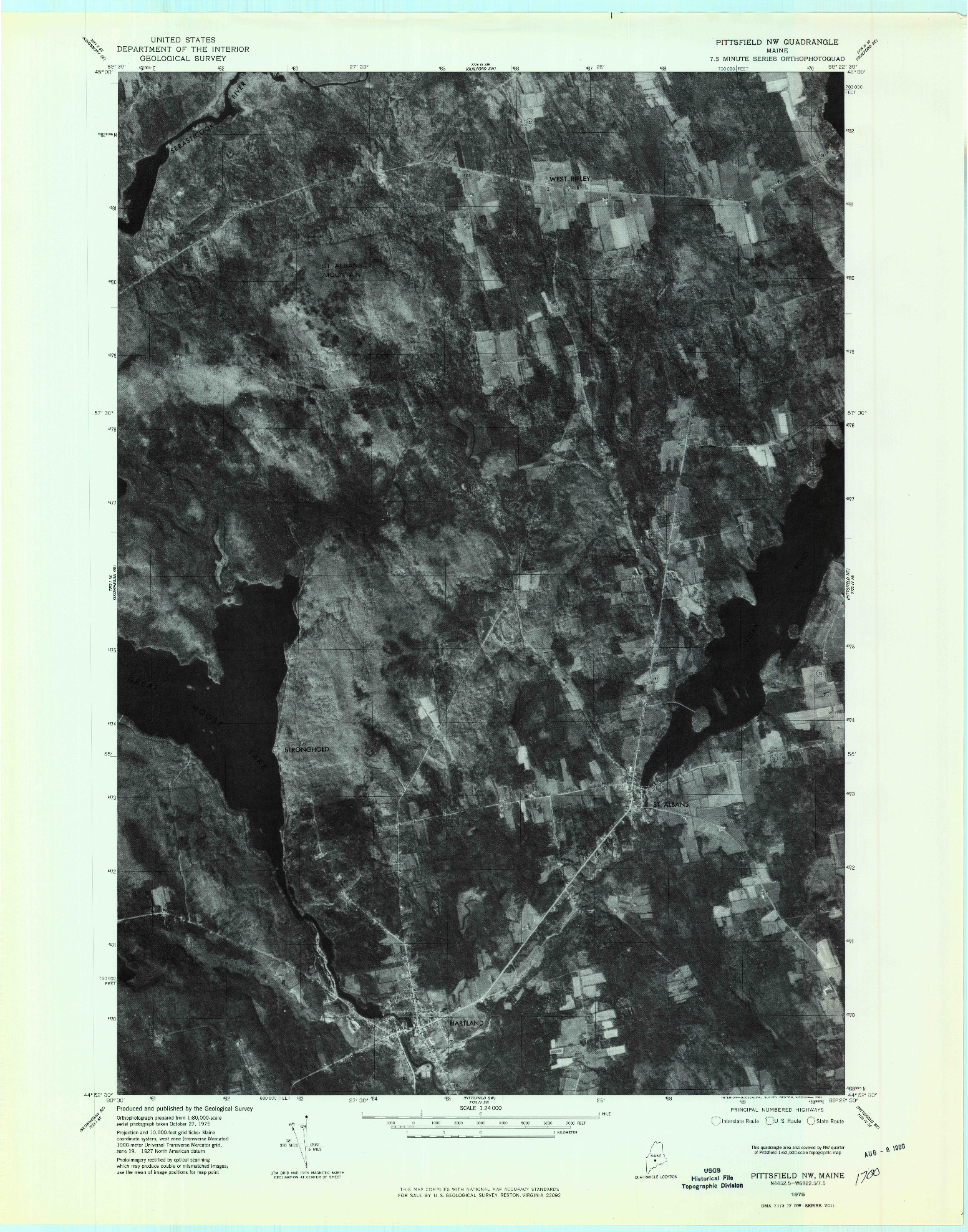 USGS 1:24000-SCALE QUADRANGLE FOR PITTSFIELD NW, ME 1975