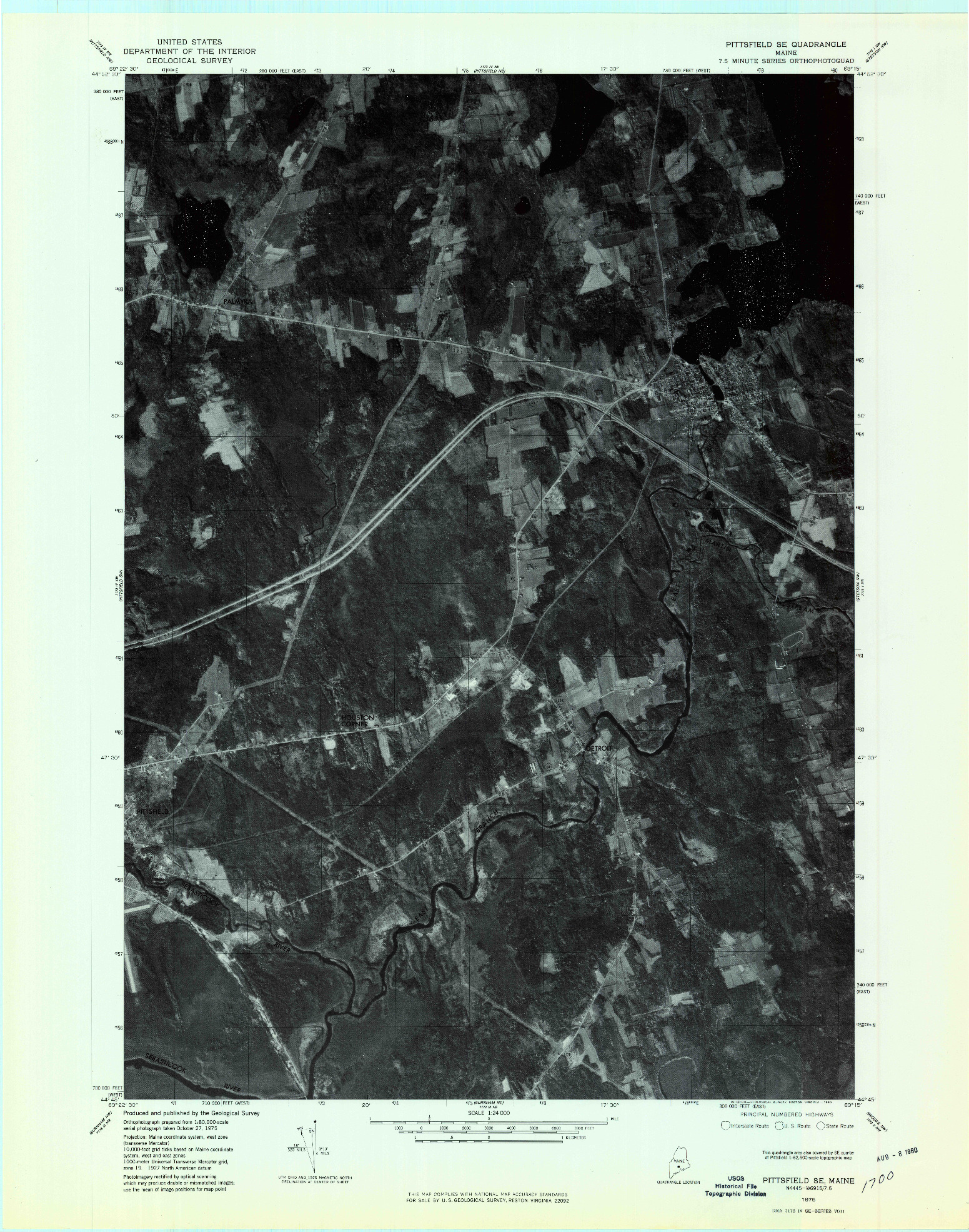 USGS 1:24000-SCALE QUADRANGLE FOR PITTSFIELD SE, ME 1975