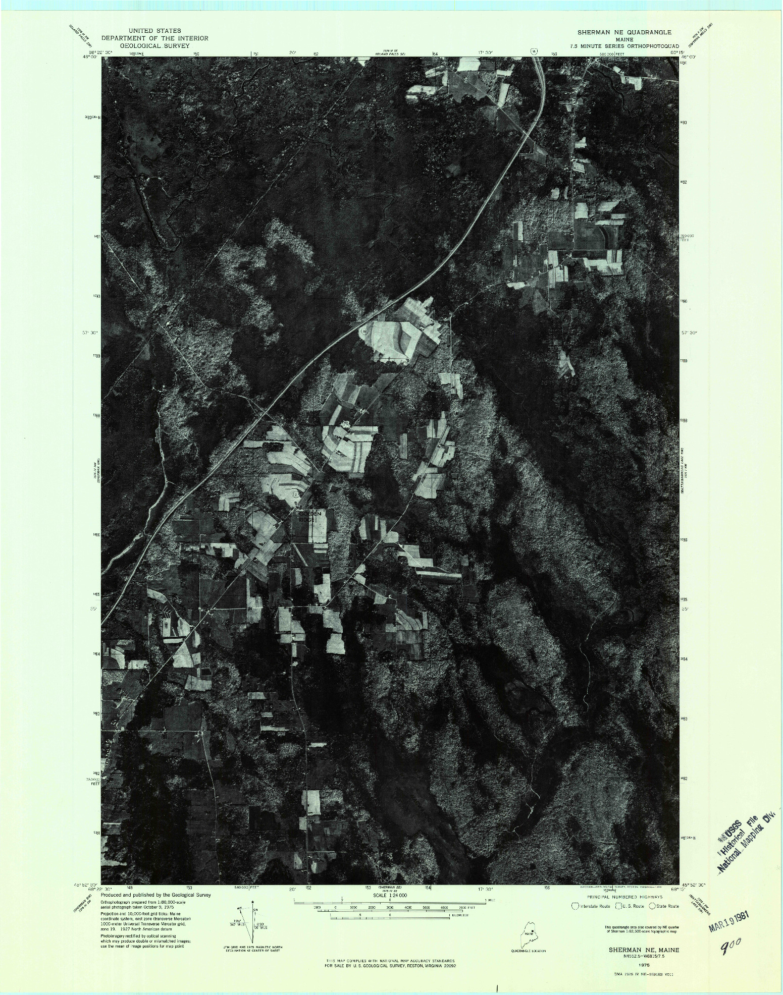 USGS 1:24000-SCALE QUADRANGLE FOR SHERMAN NE, ME 1975