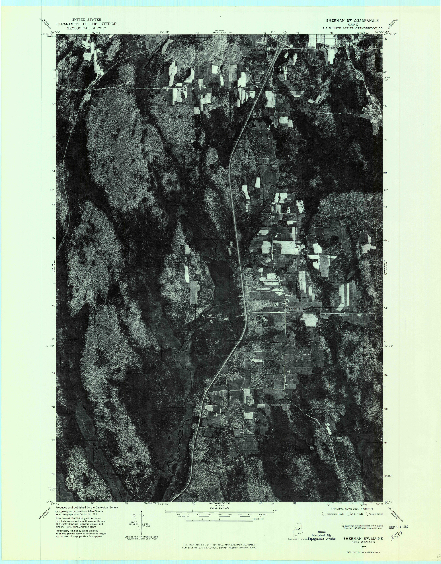 USGS 1:24000-SCALE QUADRANGLE FOR SHERMAN SW, ME 1975