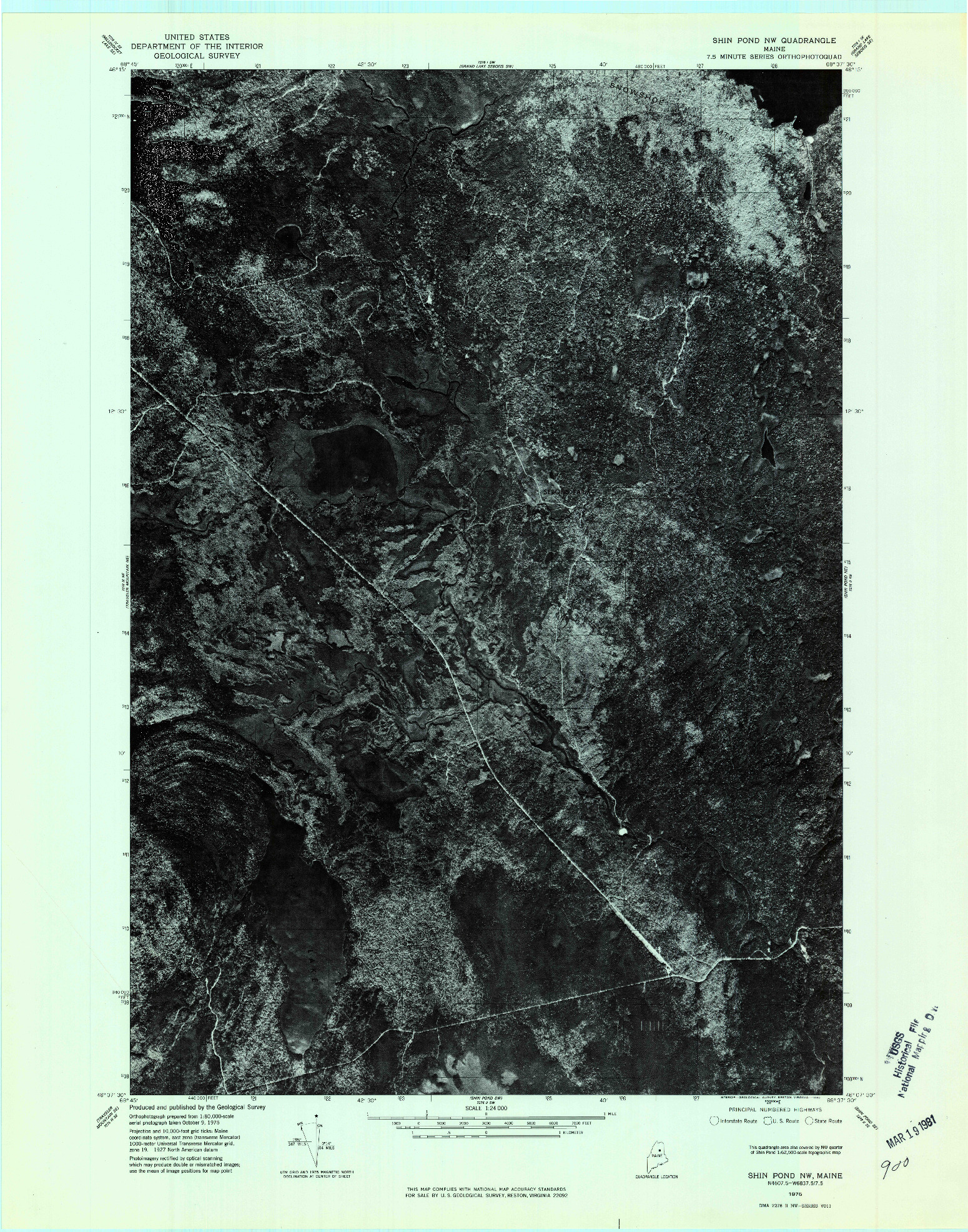 USGS 1:24000-SCALE QUADRANGLE FOR SHIN POND NW, ME 1975