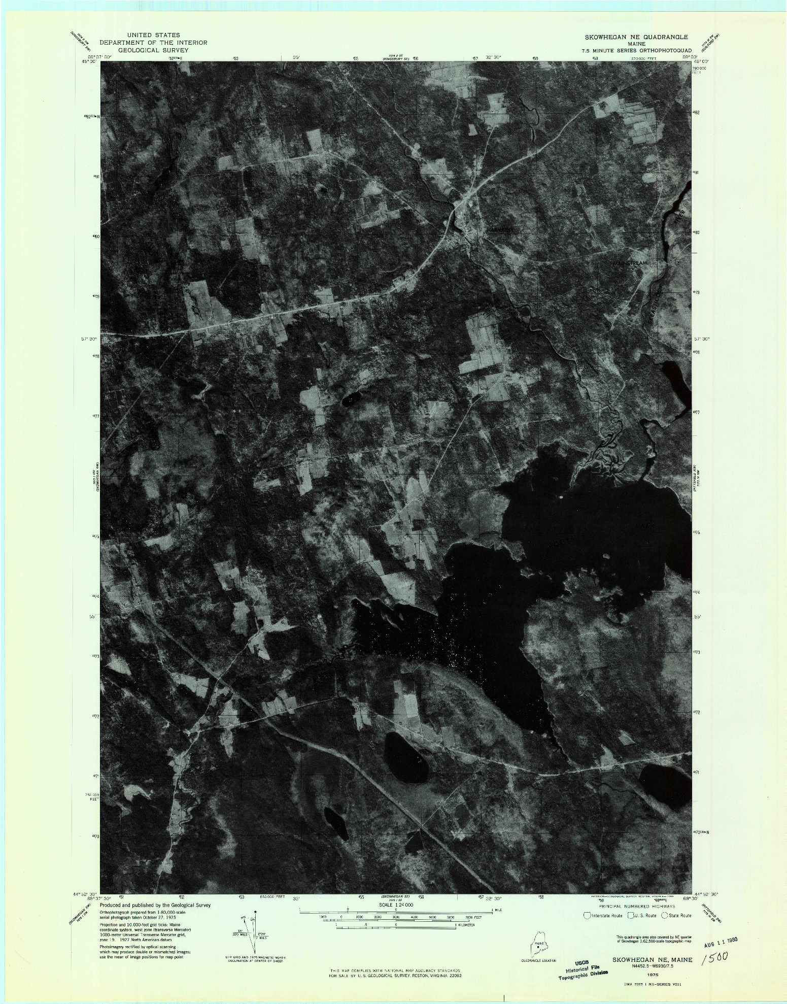 USGS 1:24000-SCALE QUADRANGLE FOR SKOWHEGAN NE, ME 1975