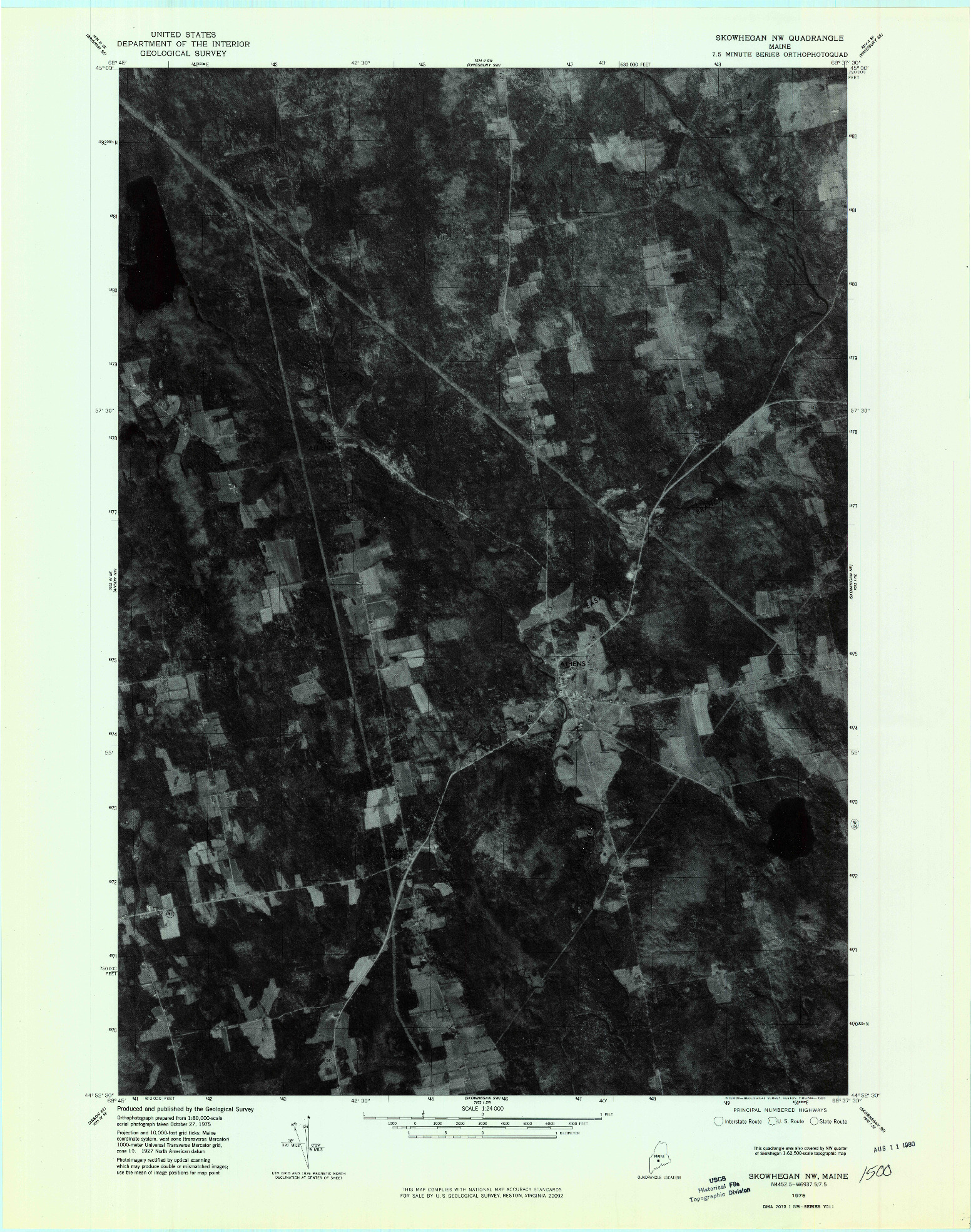 USGS 1:24000-SCALE QUADRANGLE FOR SKOWHEGAN NW, ME 1975