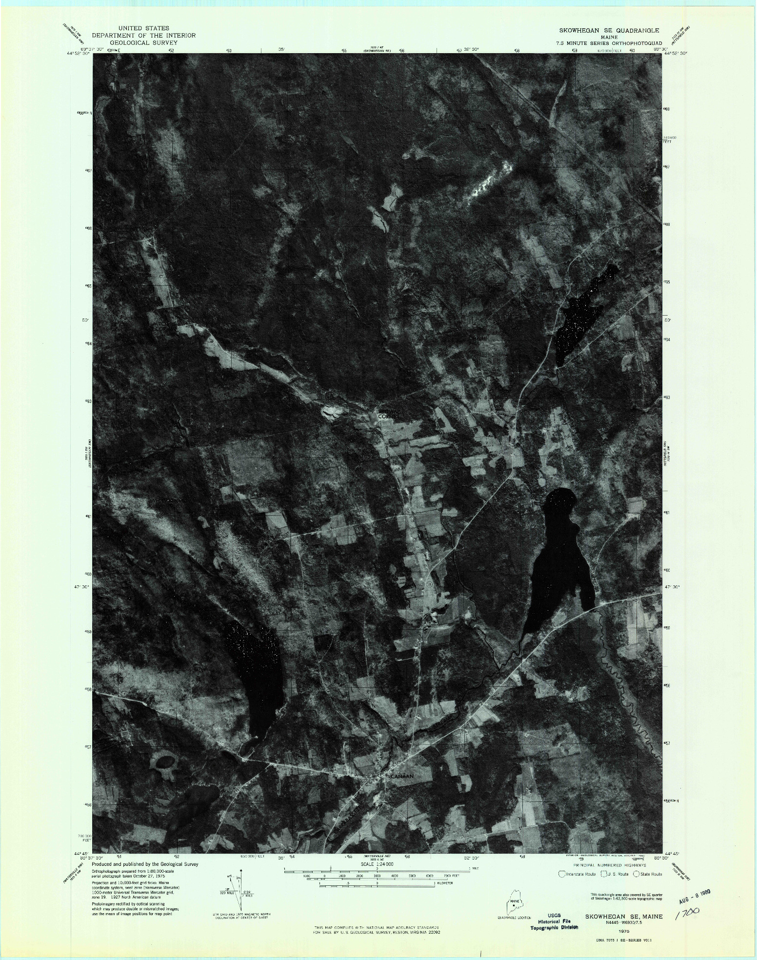 USGS 1:24000-SCALE QUADRANGLE FOR SKOWHEGAN SE, ME 1975