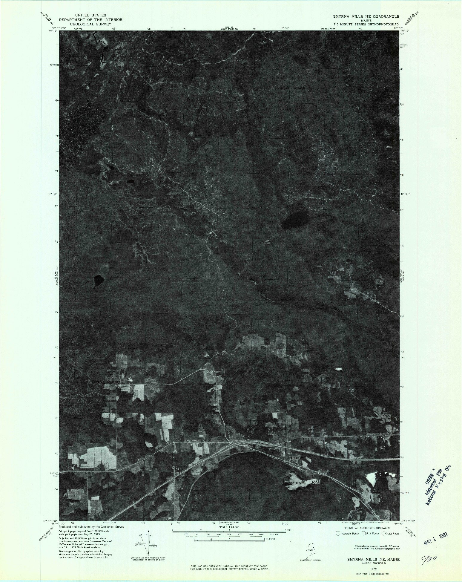 USGS 1:24000-SCALE QUADRANGLE FOR SMYRNA MILLS NE, ME 1975