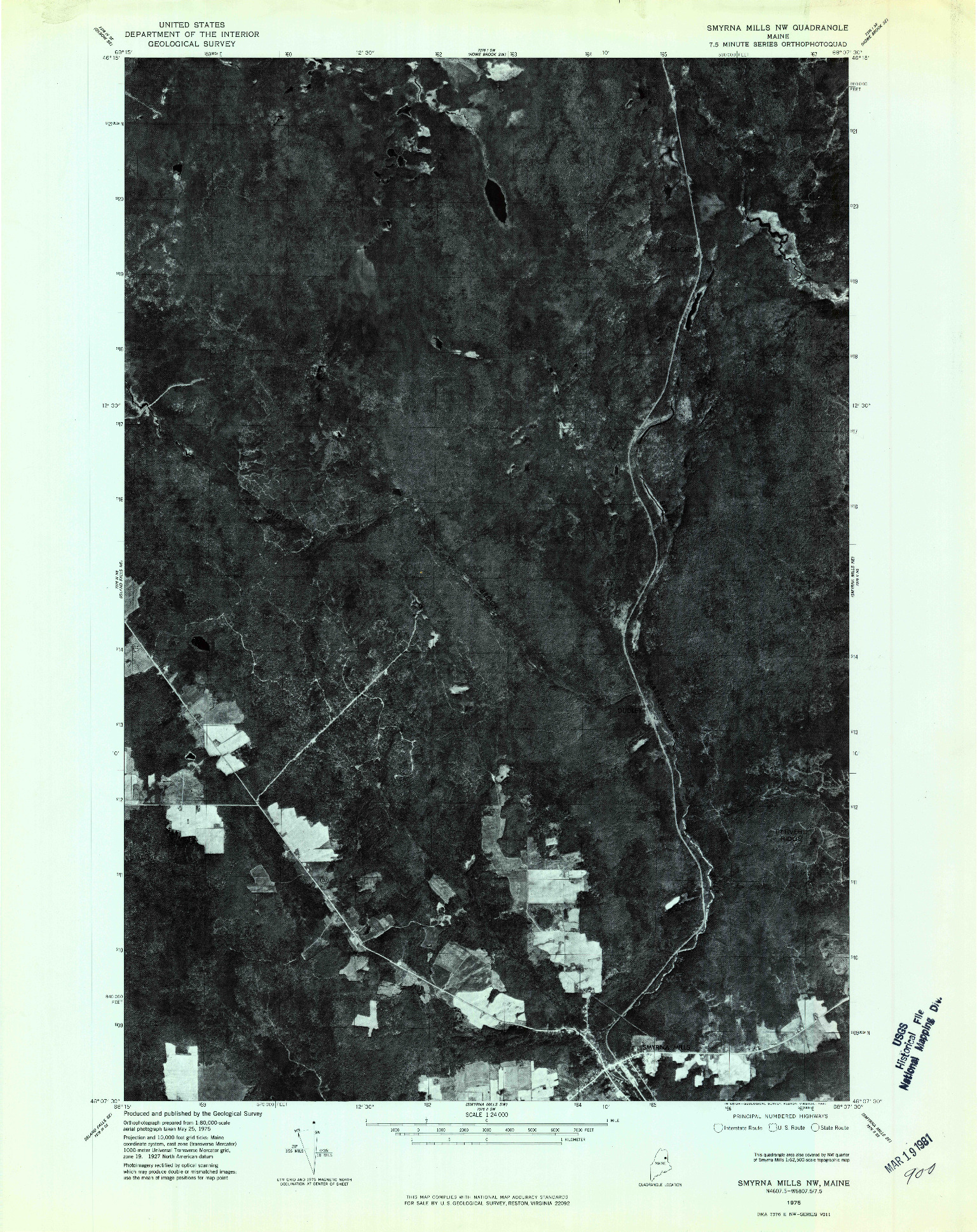 USGS 1:24000-SCALE QUADRANGLE FOR SMYRNA MILLS NW, ME 1975