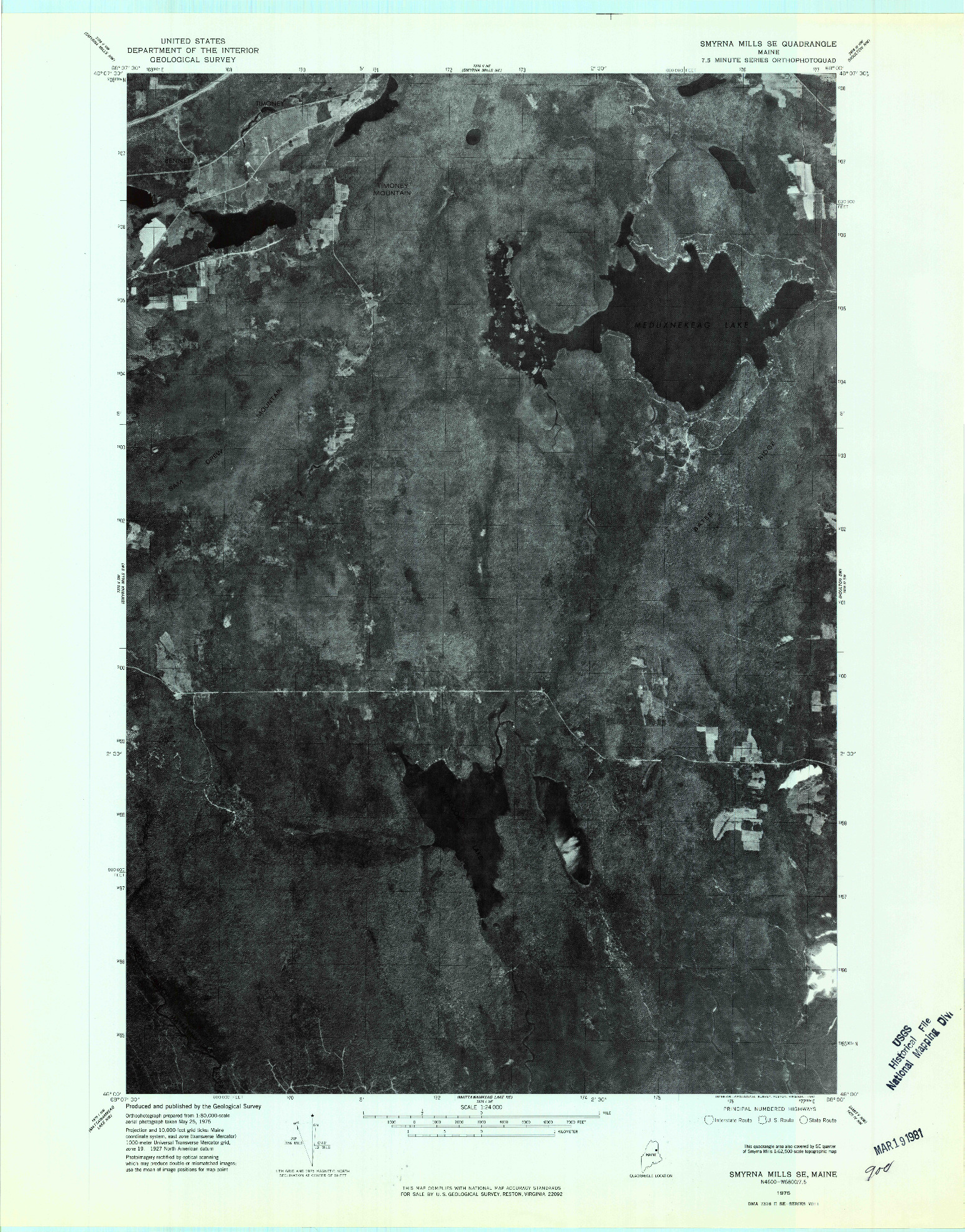 USGS 1:24000-SCALE QUADRANGLE FOR SMYRNA MILLS SE, ME 1975