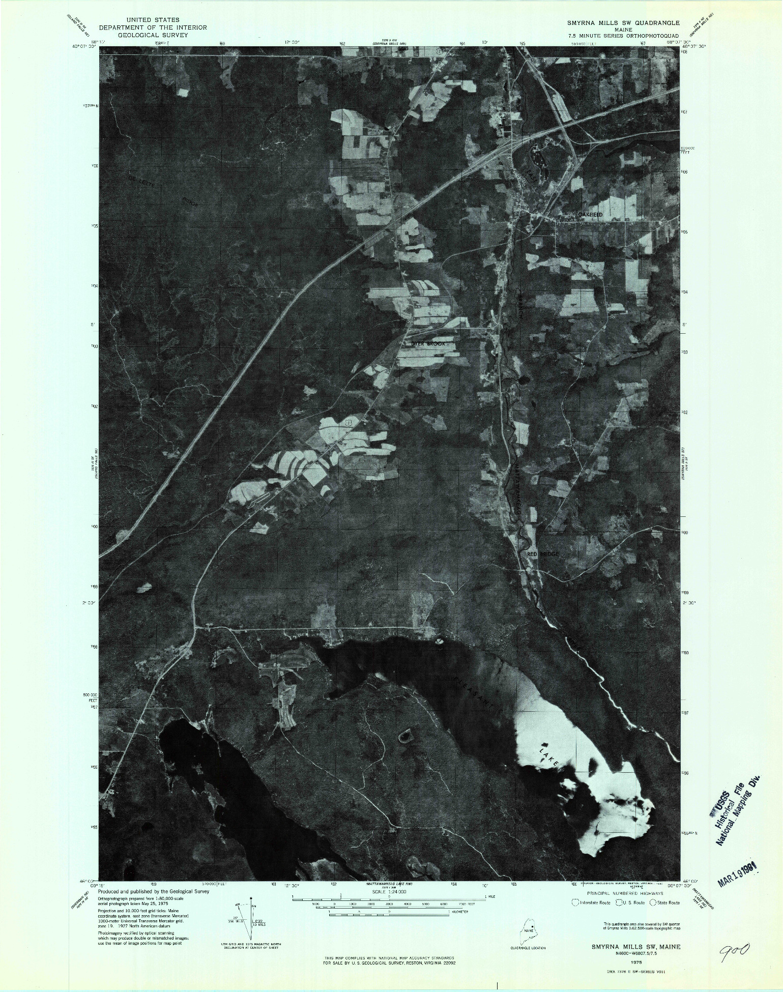 USGS 1:24000-SCALE QUADRANGLE FOR SMYRNA MILLS SW, ME 1975