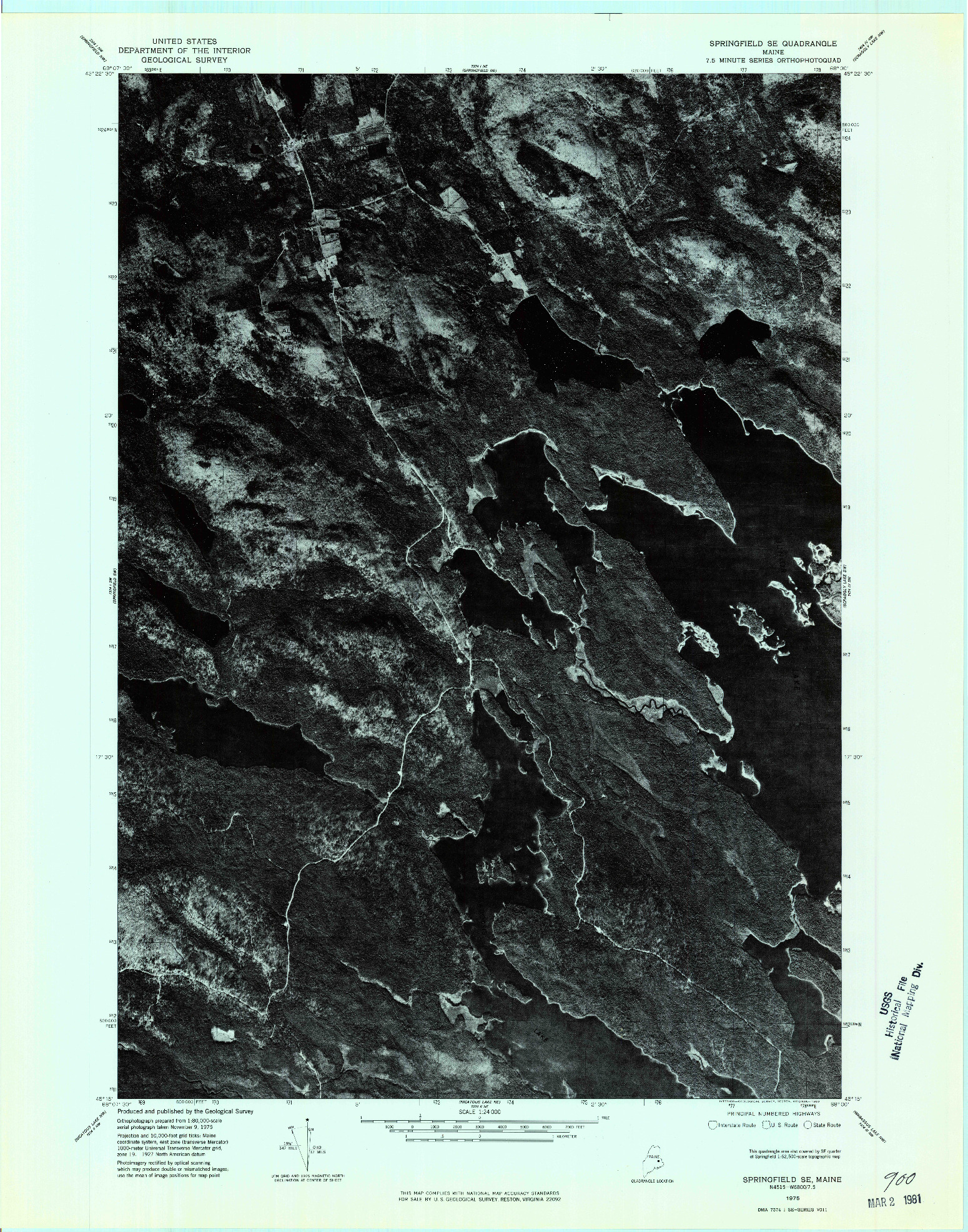 USGS 1:24000-SCALE QUADRANGLE FOR SPRINGFIELD SE, ME 1975