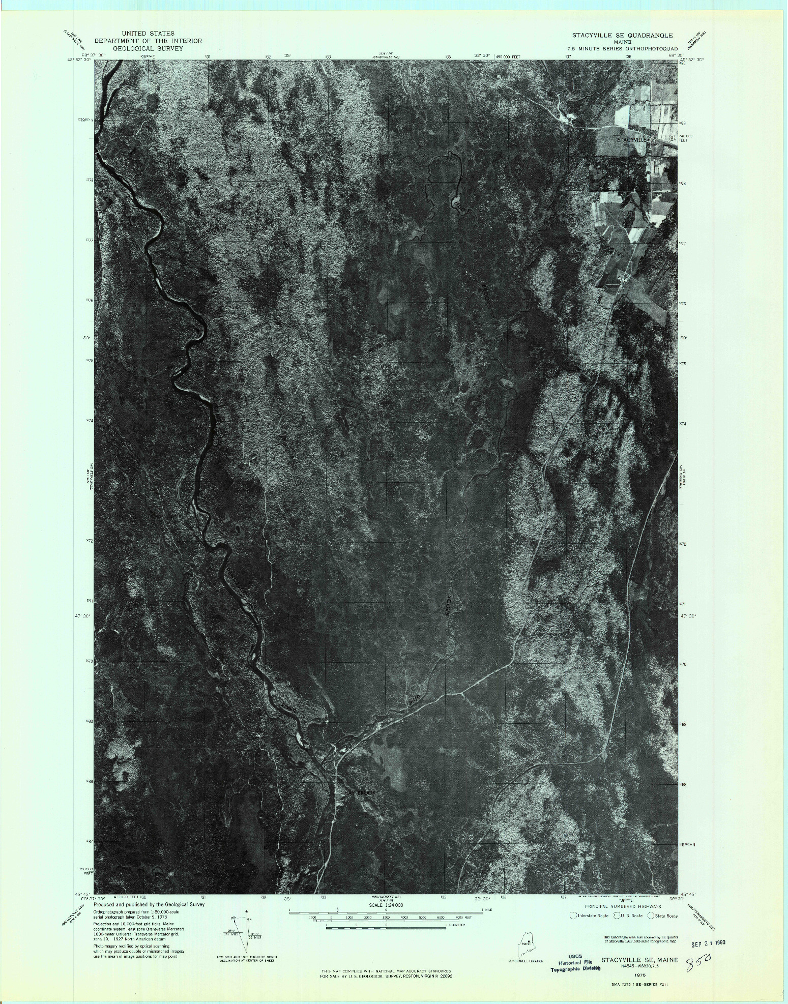 USGS 1:24000-SCALE QUADRANGLE FOR STACYVILLE SE, ME 1975
