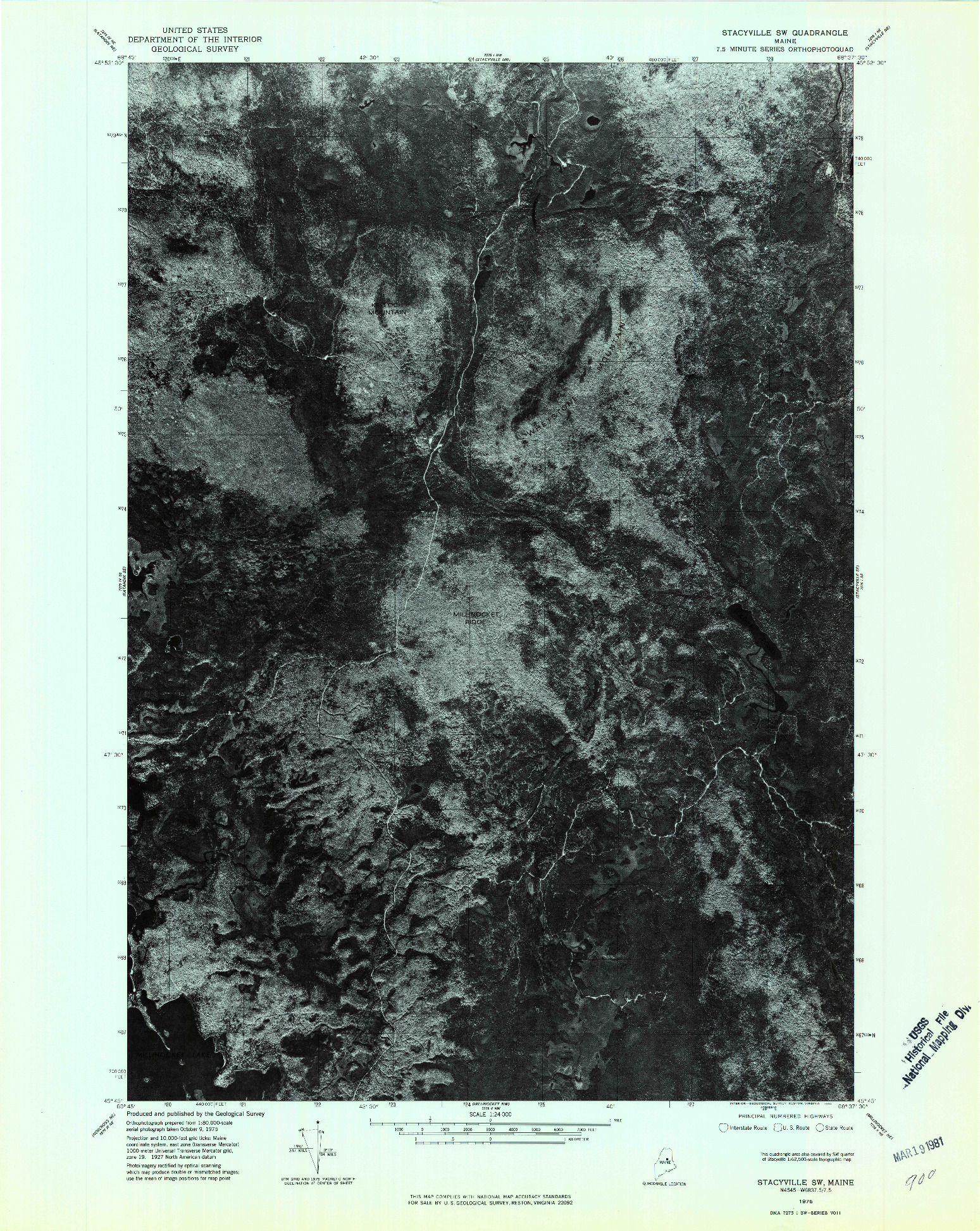 USGS 1:24000-SCALE QUADRANGLE FOR STACYVILLE SW, ME 1975