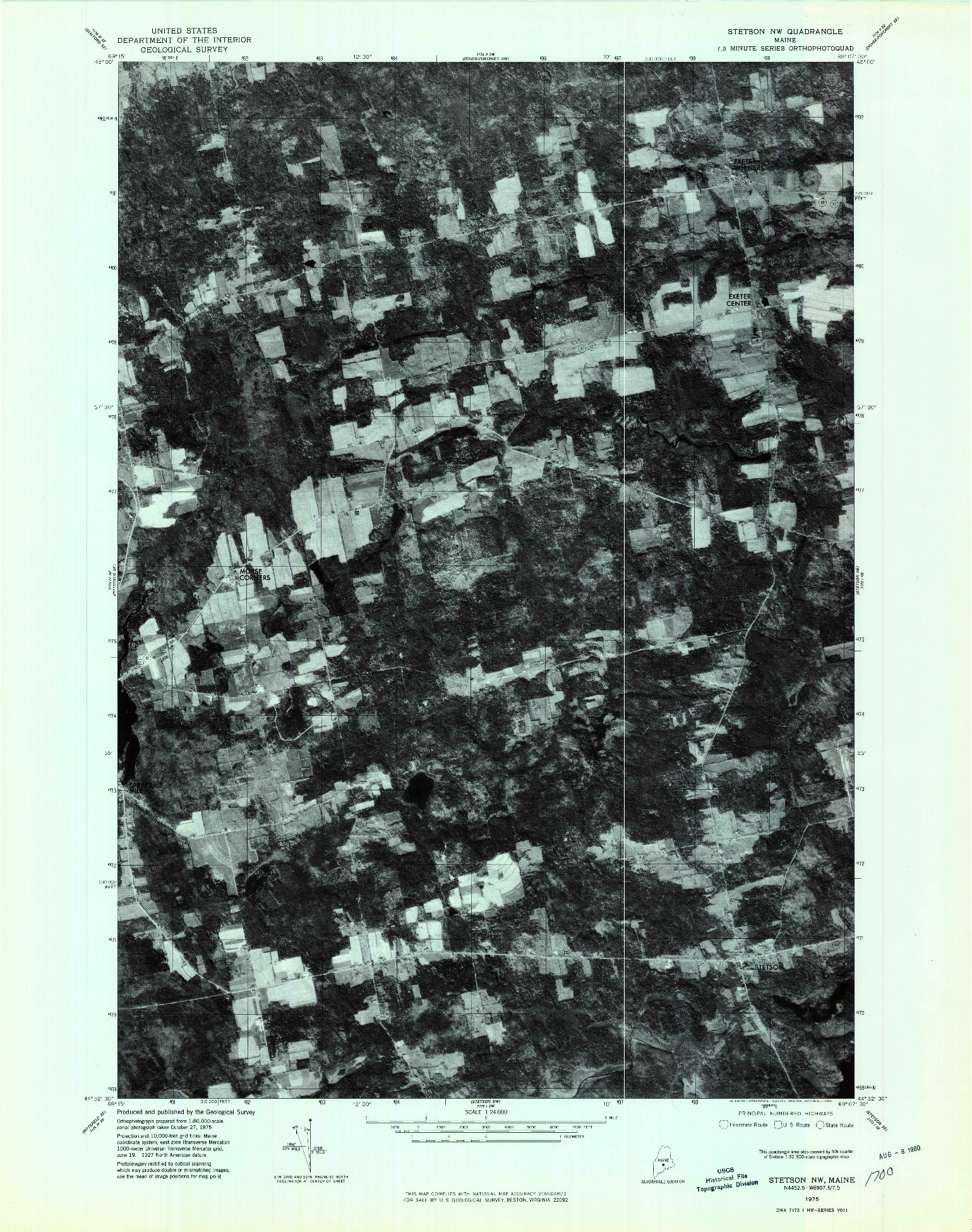 USGS 1:24000-SCALE QUADRANGLE FOR STETSON NW, ME 1975