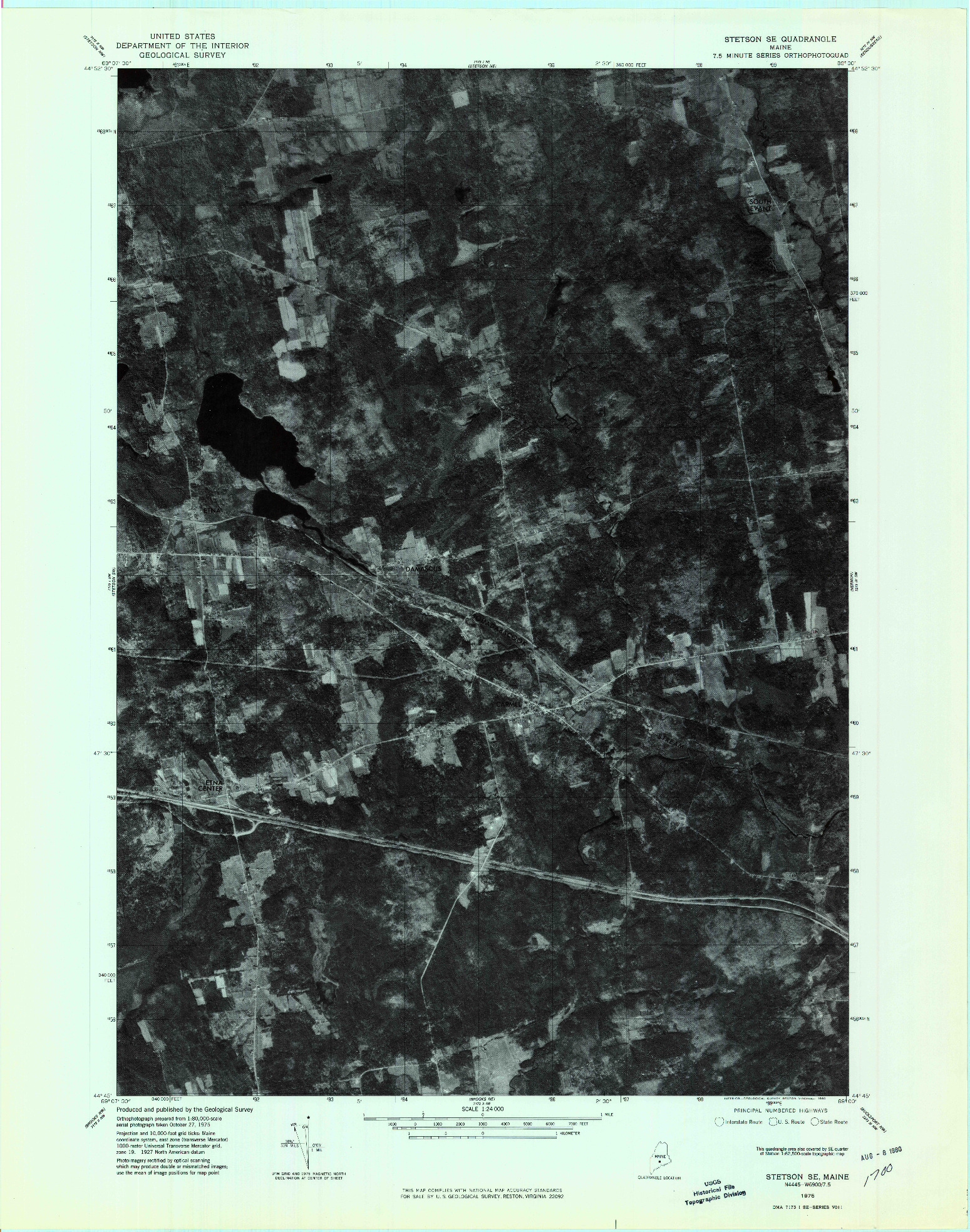 USGS 1:24000-SCALE QUADRANGLE FOR STETSON SE, ME 1976