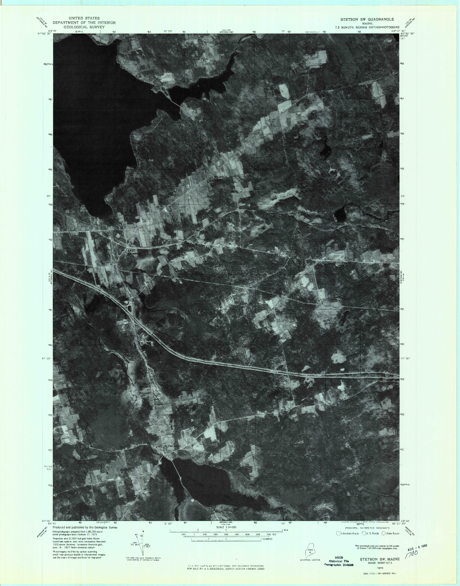 USGS 1:24000-SCALE QUADRANGLE FOR STETSON SW, ME 1975