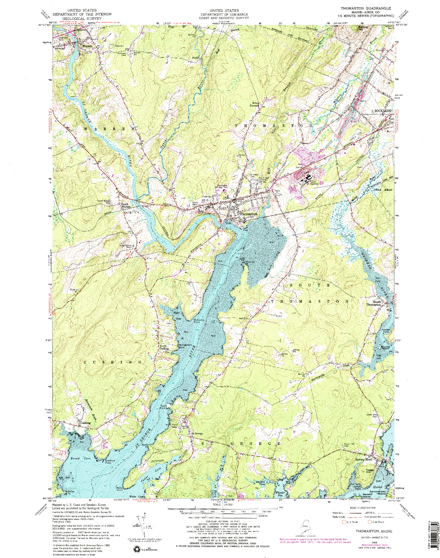 USGS 1:24000-SCALE QUADRANGLE FOR THOMASTON, ME 1955