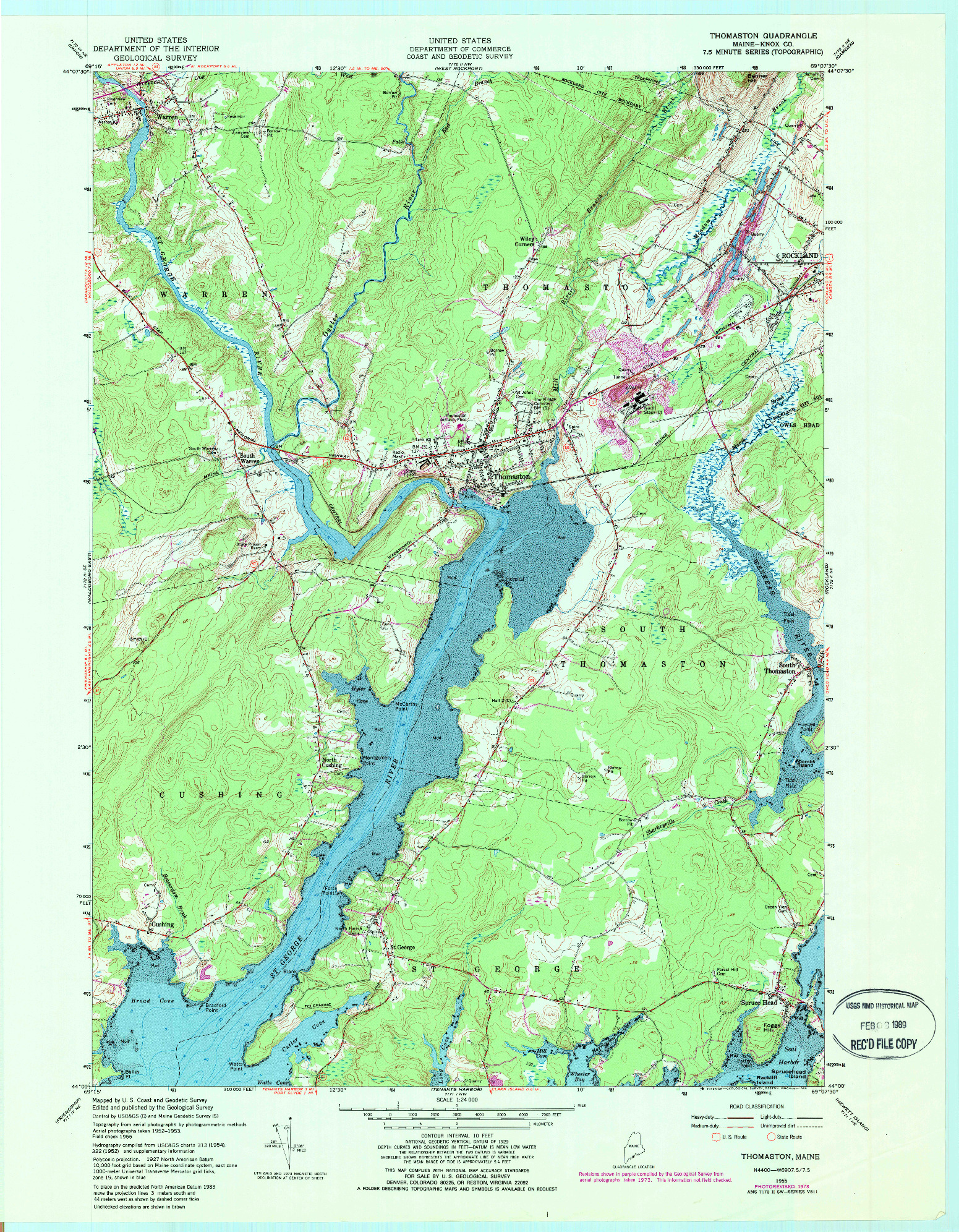 USGS 1:24000-SCALE QUADRANGLE FOR THOMASTON, ME 1955